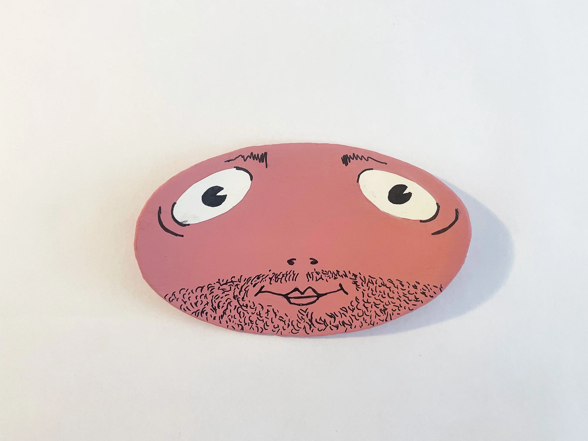 Floppy Face #4, 5 1/2 x 3 3/8, cardboard, acrylic, medium, acrylic, gouache, pigment ink, ColorAid paper, glue, 2026 