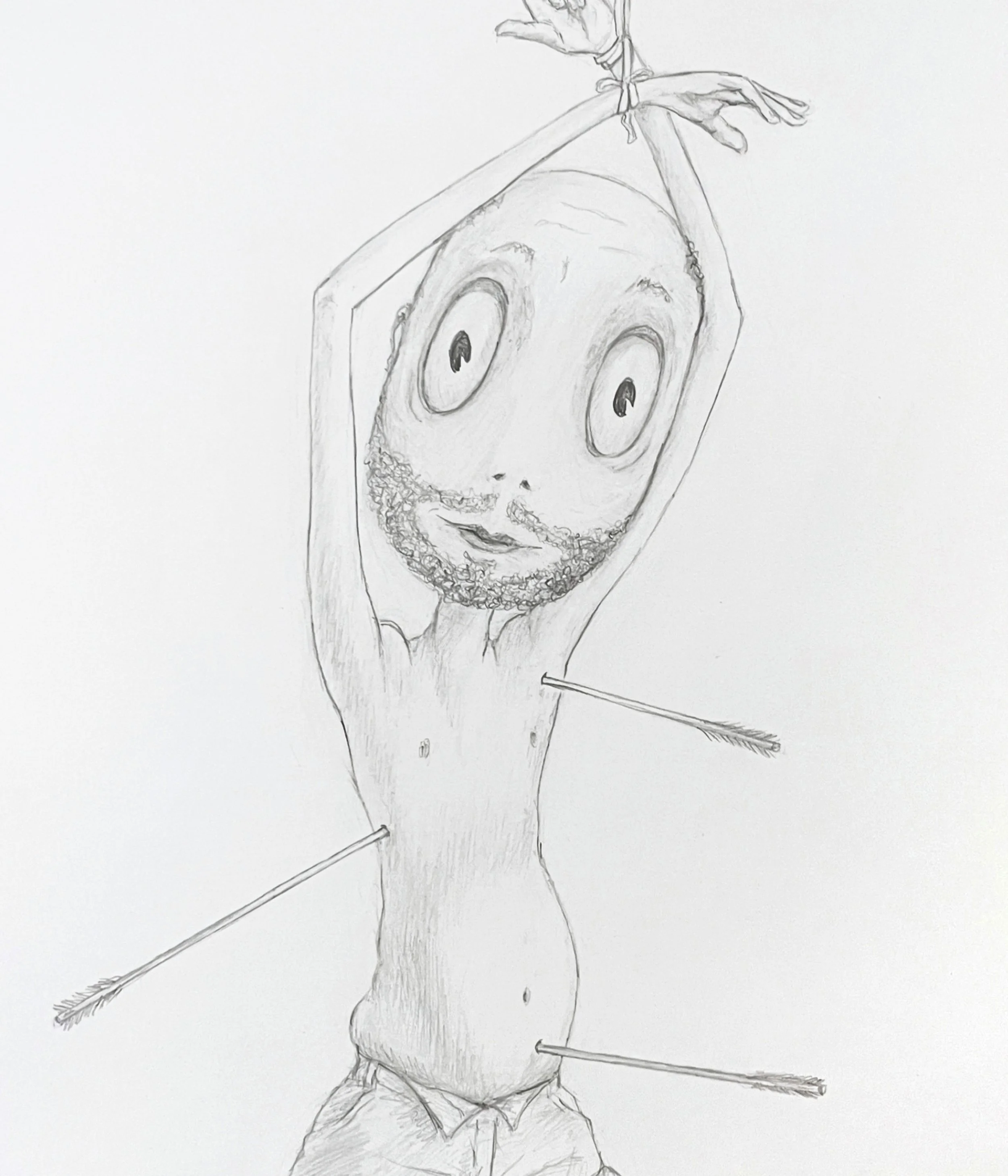 Martyrdom, after Guido Reni, Vr1  14 x 11, graphite pencil on paper, 2026 (detail)