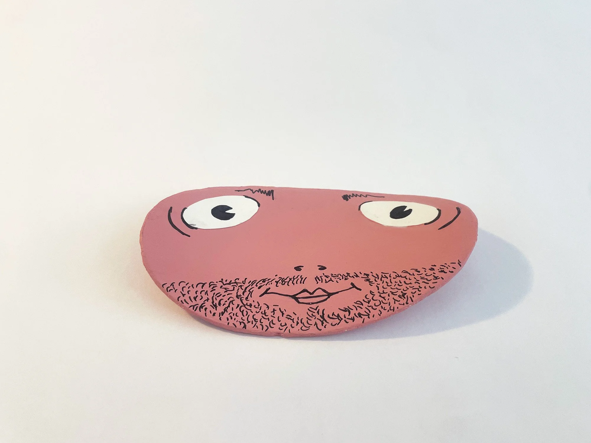 Floppy Face #4, 5 1/2 x 3 3/8, cardboard, acrylic, medium, acrylic, gouache, pigment ink, ColorAid paper, glue, 2026 