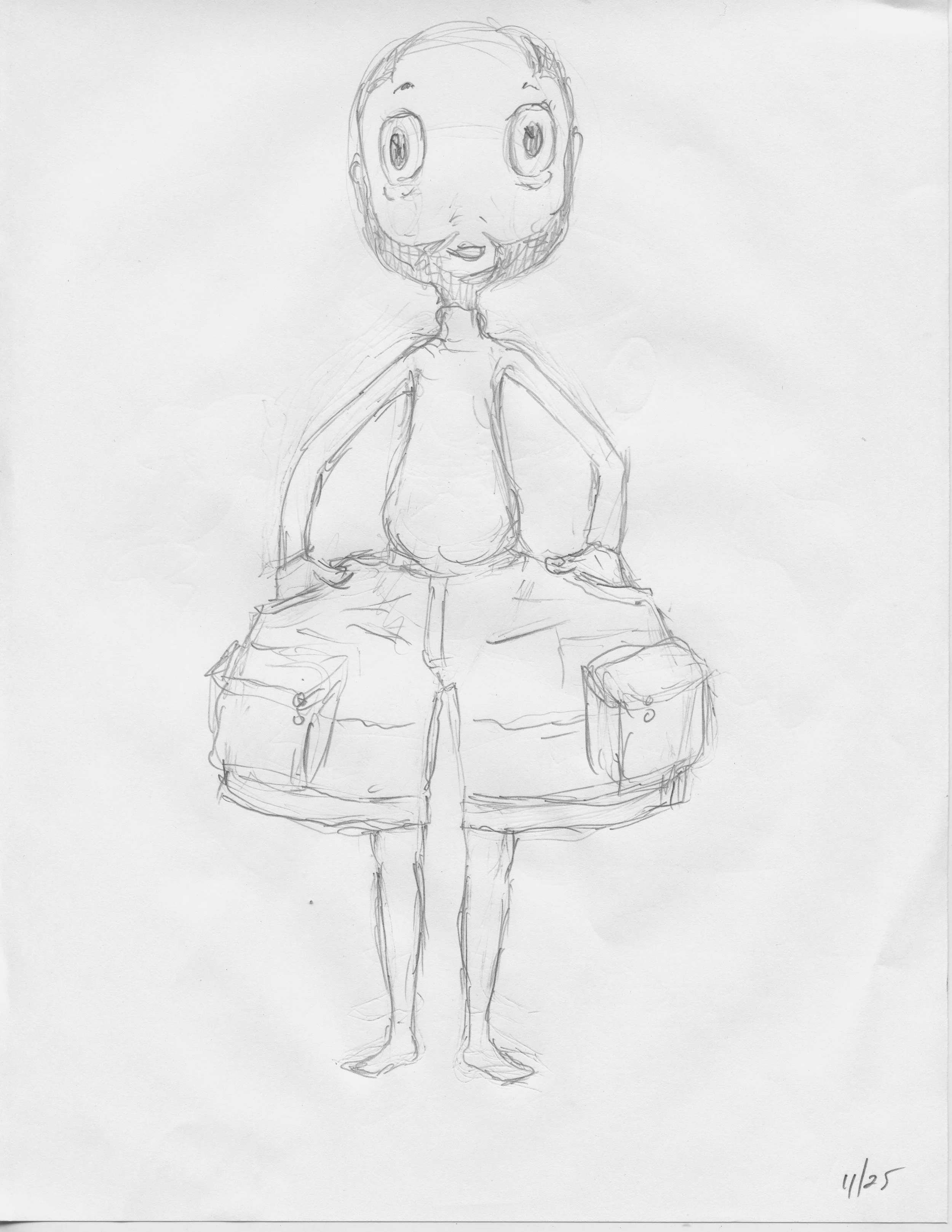 MantuaCargo happy, 2025, 11 x 8, graphite on paper