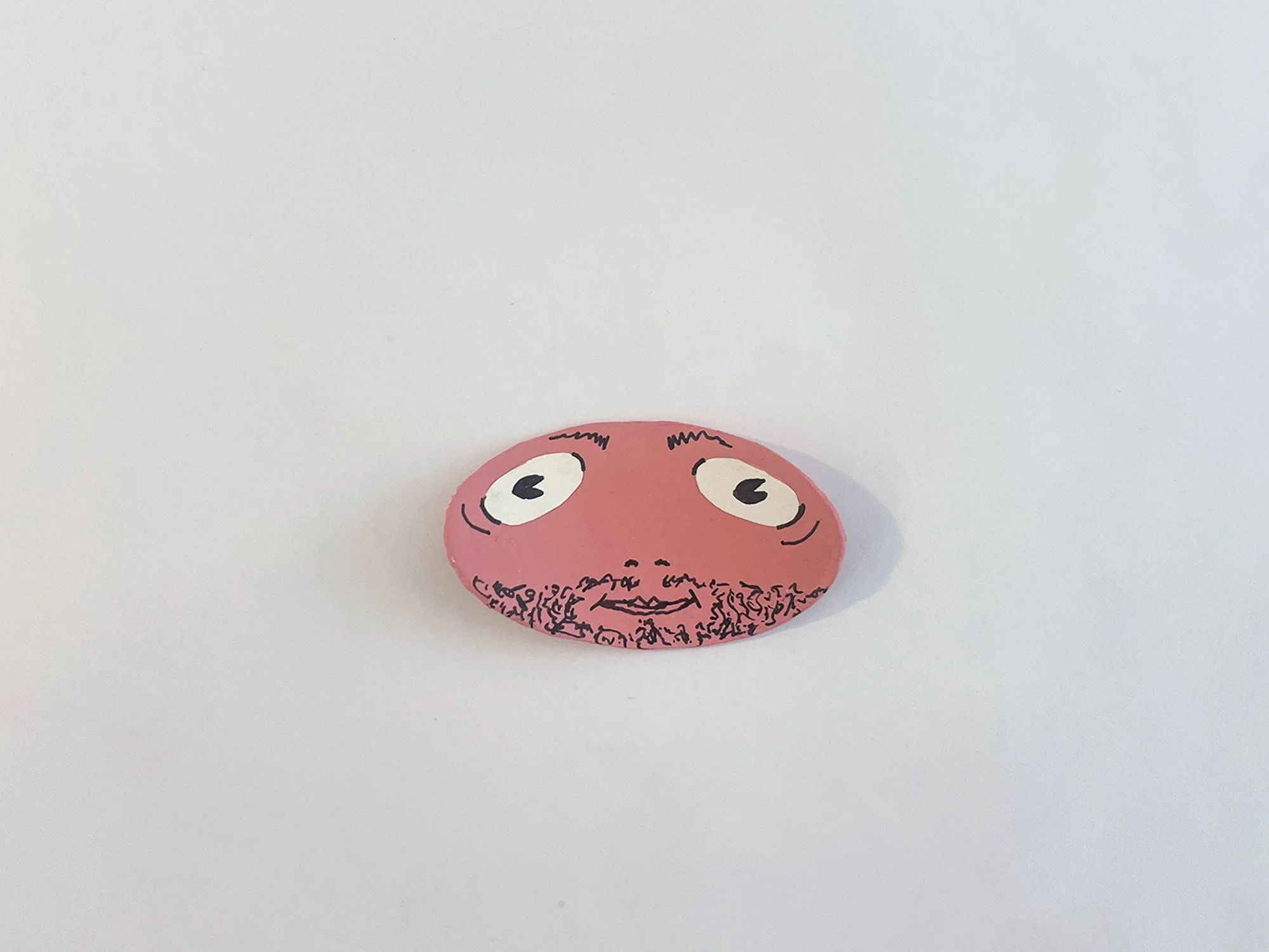 Floppy Face #1, 3 x 1 3/4, toilet paper tube, acrylic, medium, acrylic, gouache, pigment ink, ColorAid paper, glue, 2026 