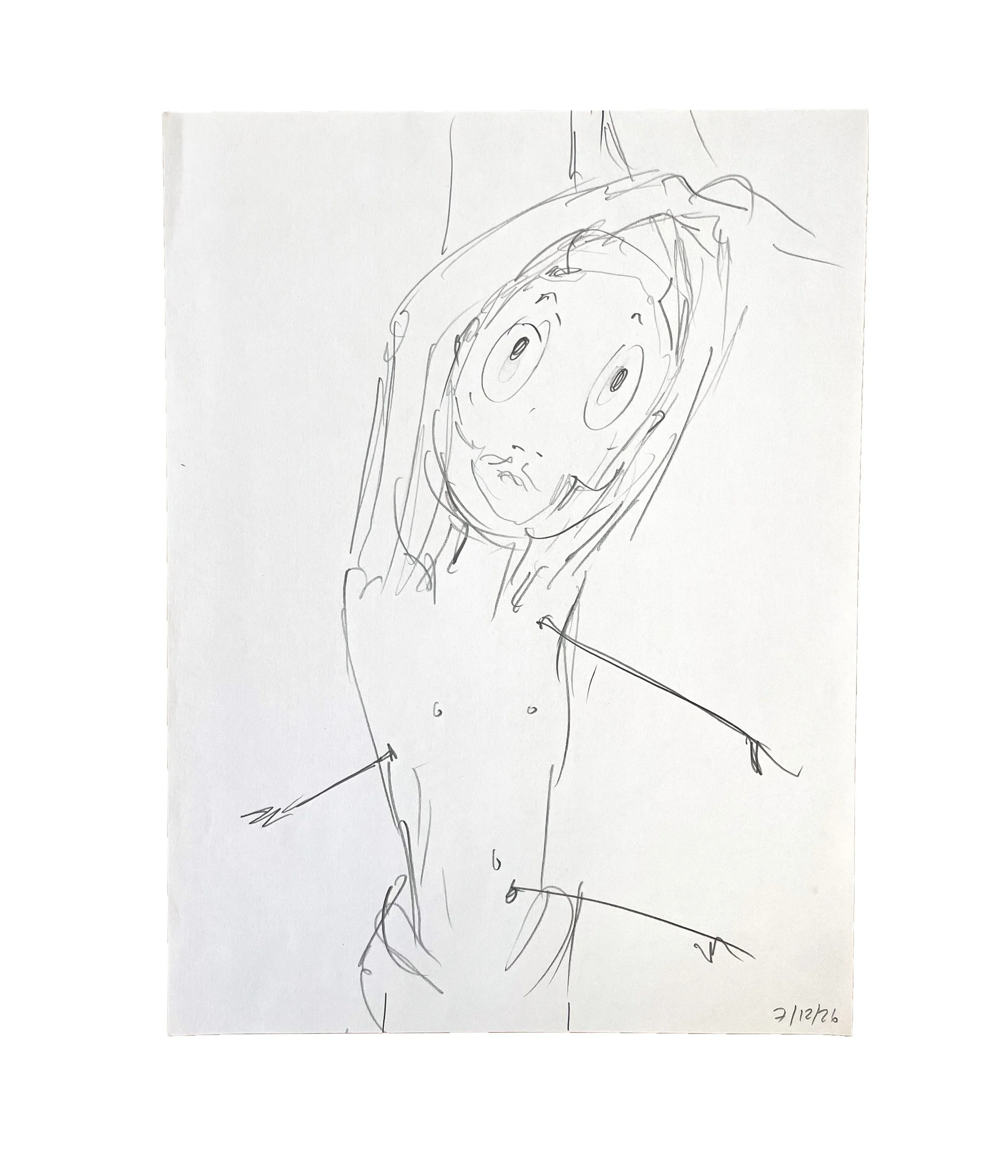Saint Sebastian explore after Guido Reni, 12 x 9, graphite pencil on paper, 2026