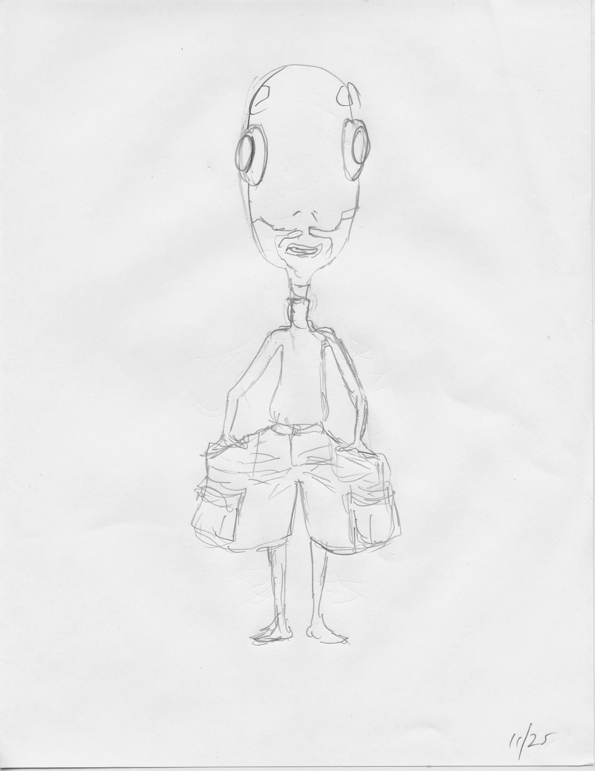 MantuaCargo elongated head, 2025, 11 x 8, graphite on paper