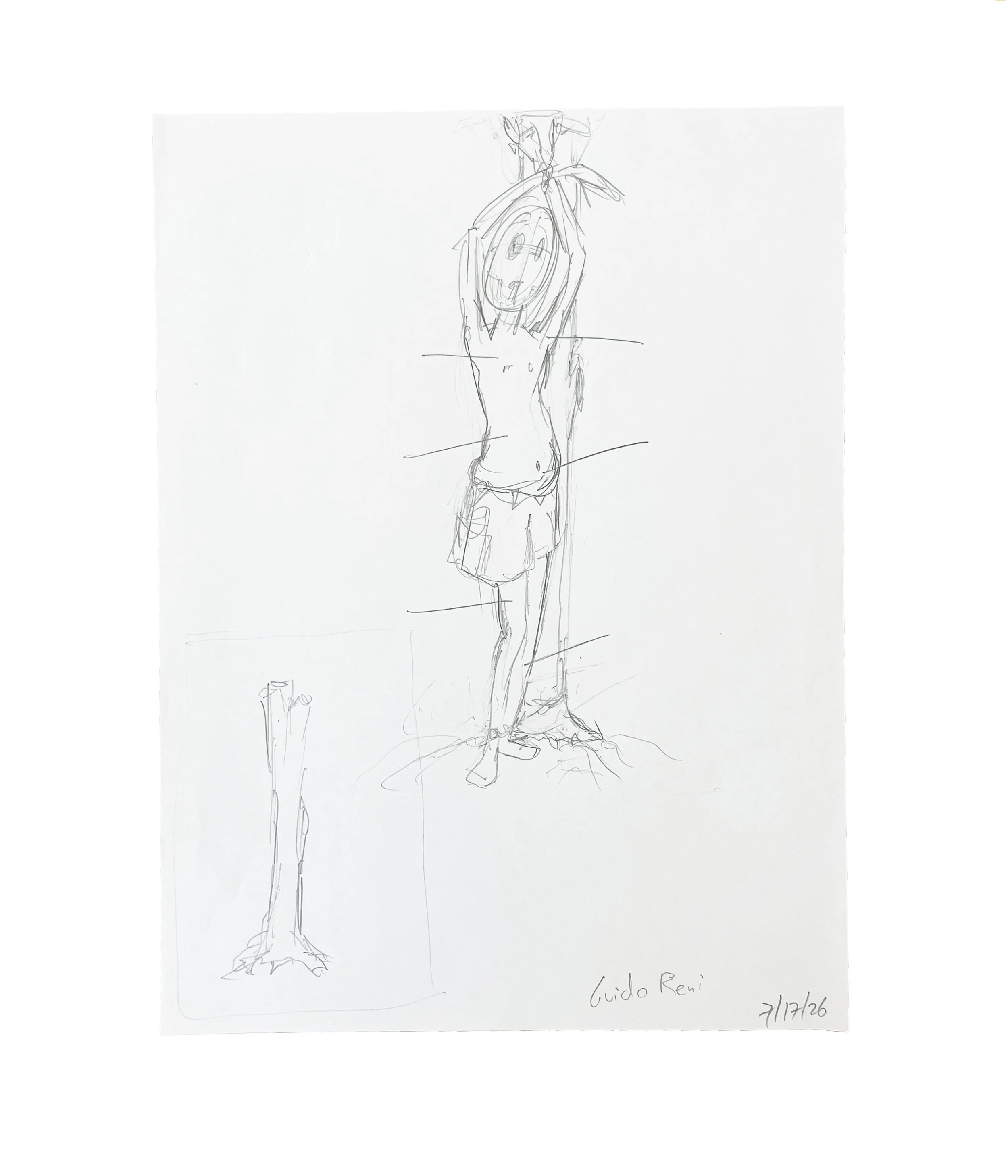 Saint Sebastian explore after Guido Reni, 12 x 9, graphite pencil on paper, 2026