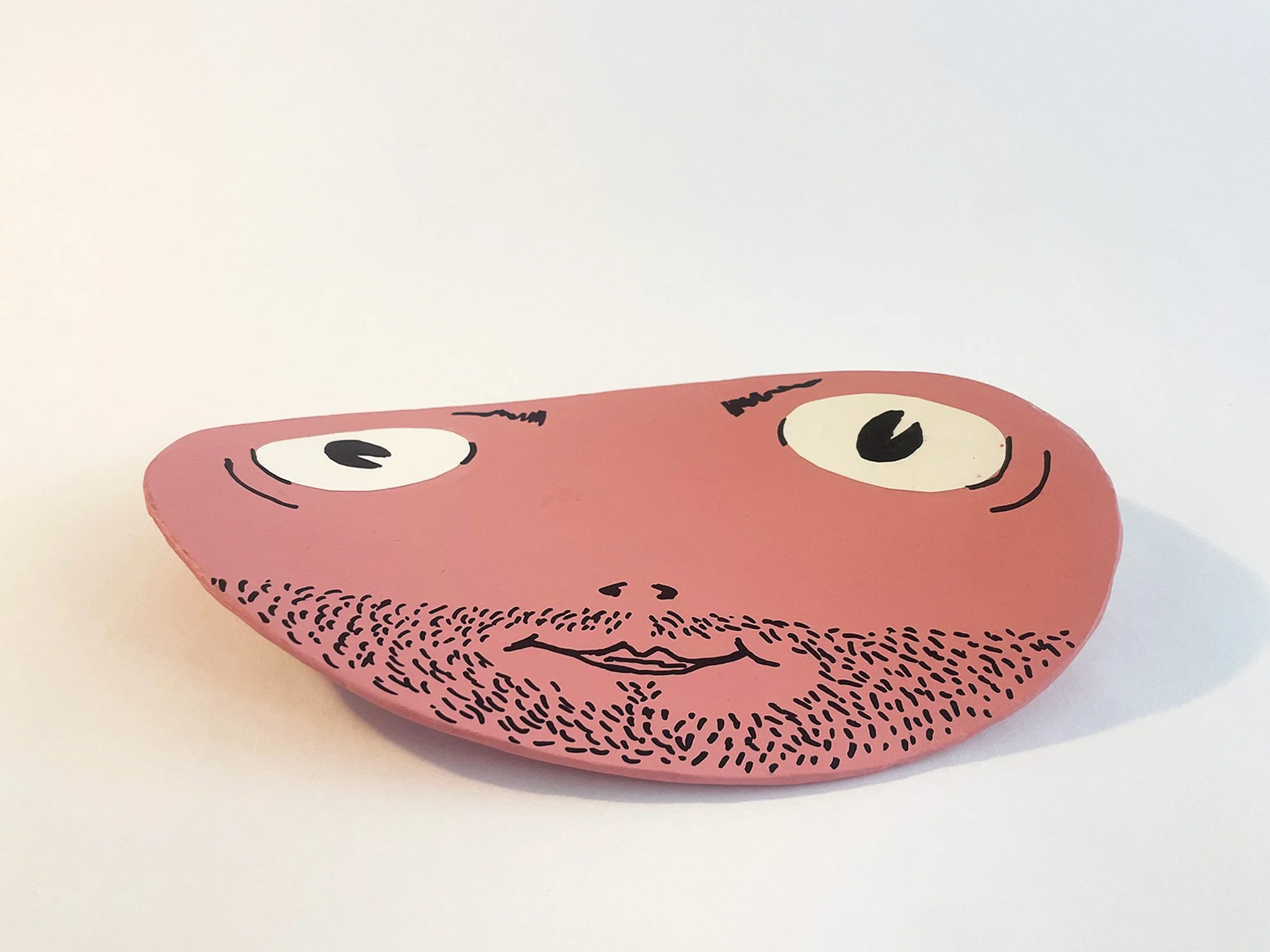 Floppy Face #7, 8 1/2 x 5 1/4, cardboard, acrylic, medium, acrylic, gouache, acrylic paint pen, ColorAid paper, glue, 2026 
