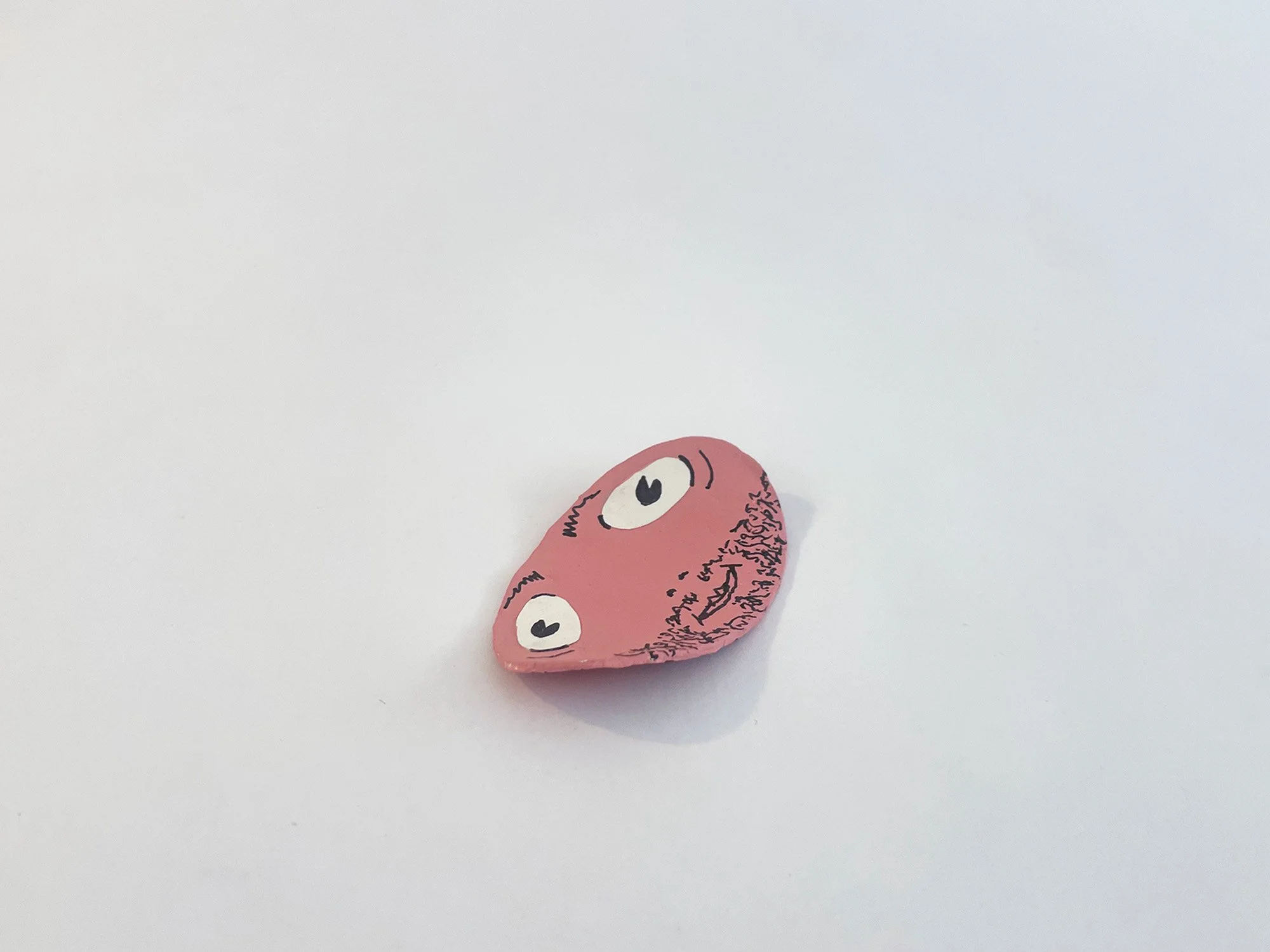Floppy Face #1, 3 x 1 3/4, toilet paper tube, acrylic, medium, acrylic, gouache, pigment ink, ColorAid paper, glue, 2026 