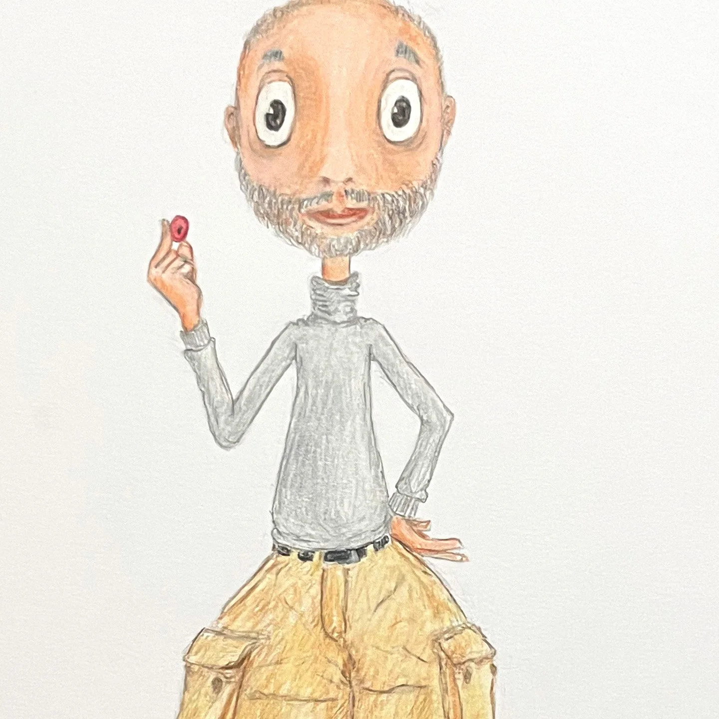 Red Berry Boy, 14 x 11, color pencil and graphite on paper, 2025 (detail)