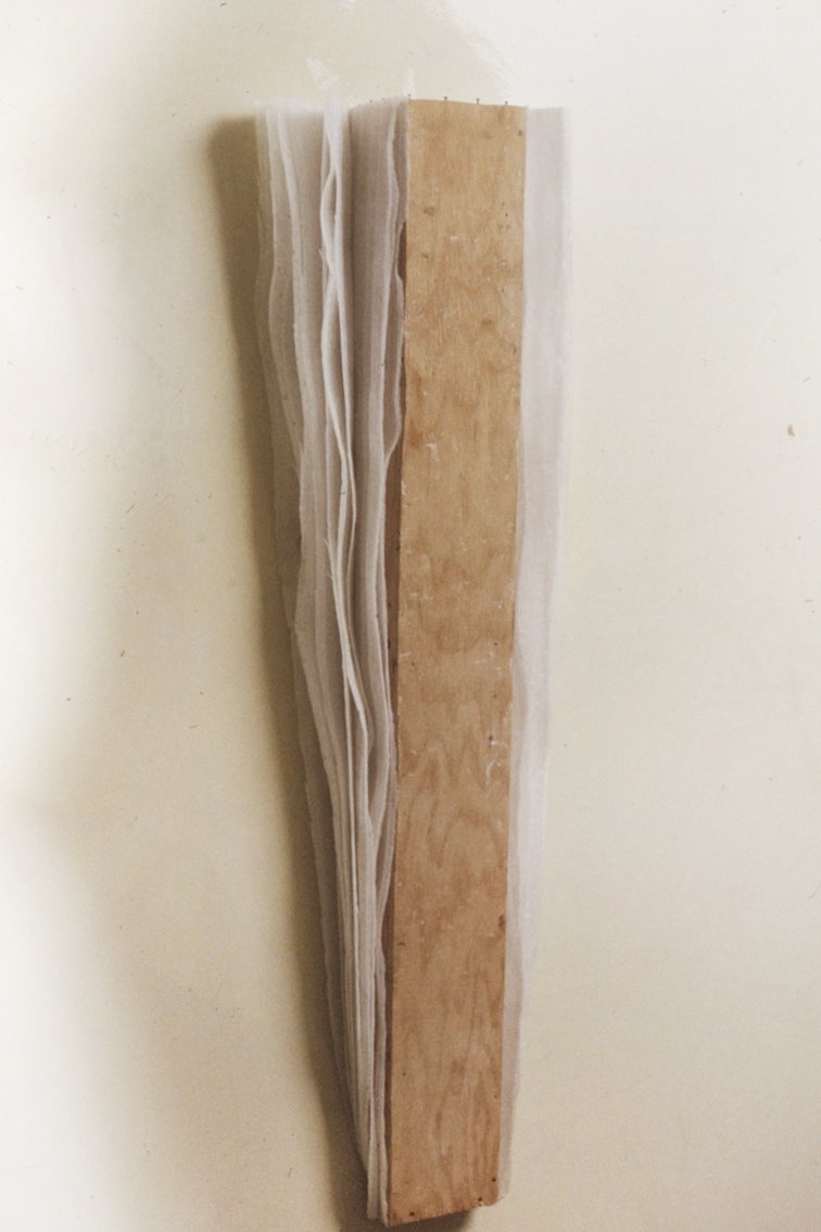 Wood & Packing Foam Wall Sculpture, 1991, approx 3ft tall, Wood, Packing Foam, fasteners (destroyed)