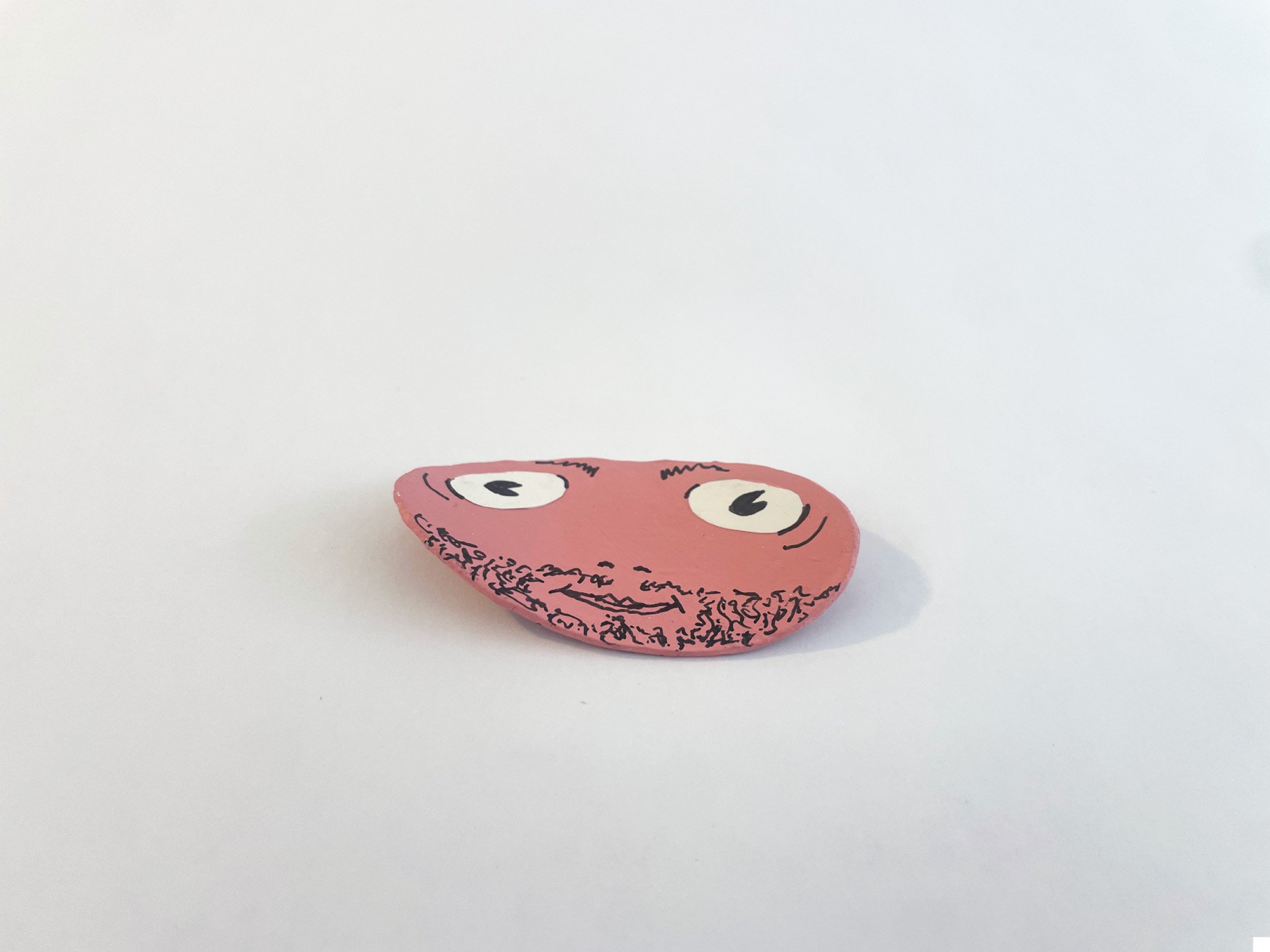Floppy Face #1, 3 x 1 3/4, toilet paper tube, acrylic, medium, acrylic, gouache, pigment ink, ColorAid paper, glue, 2026 