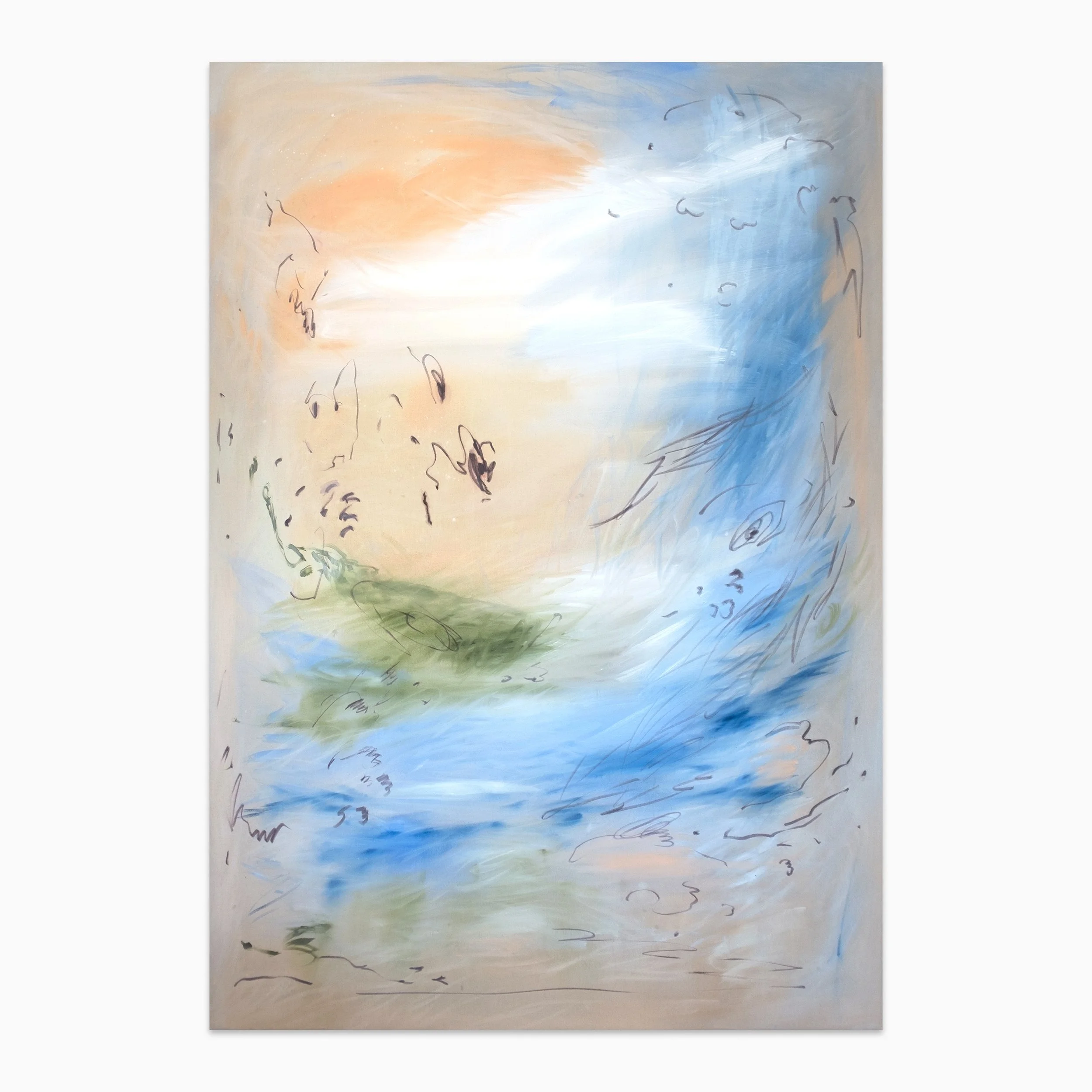 Cyanea rosea - Acrylic, Flashe and ink on muslin,  46h x 66w in