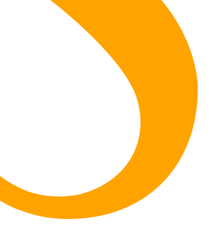 Dunkelblauer Website-Bereich mit großflächigen orangefarbenen, geschwungenen Linien