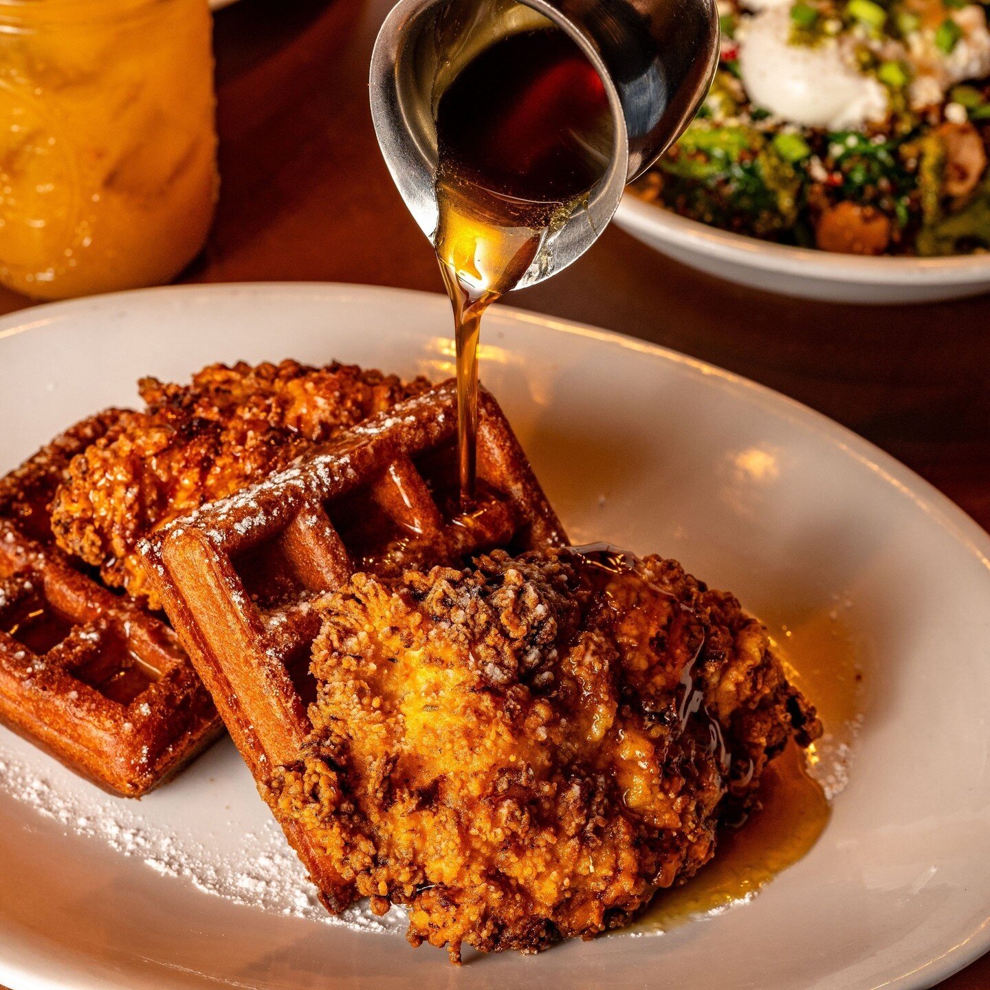 Satisfy your cravings with a plate of our mouthwatering Chicken and Waffles &ndash; a perfect harmony of crispy fried chicken and fluffy waffles drizzled with maple syrup. 🍗🍯🧇 ⁠
⁠
Join us at Rosewood Grill for a brunch experience like no other! #C