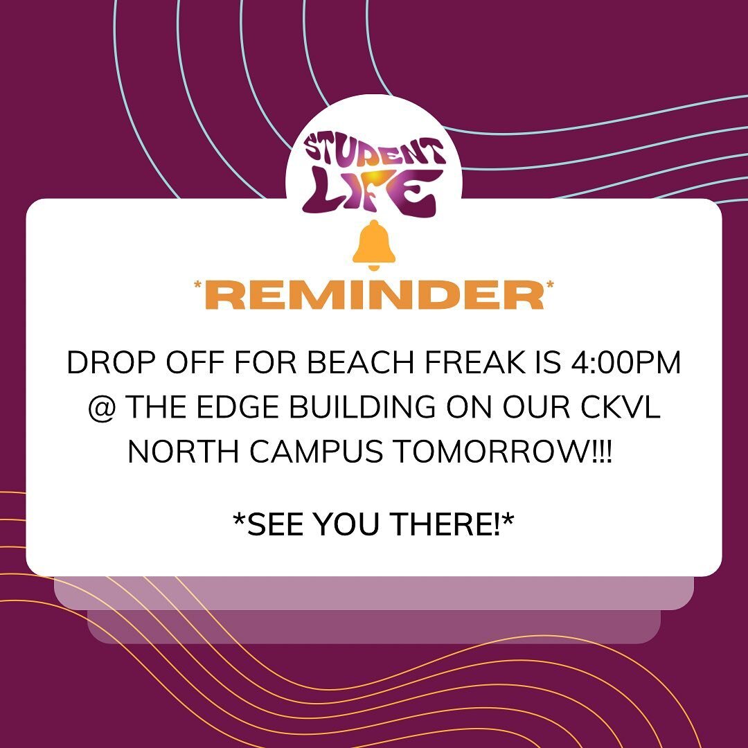 🌴Let&rsquo;s go to the beach-each🌴
-
Just a reminding we are leaving from The Edge building on our CKVL North campus tomorrow! Please be there no later than 4pm so that we can start the bag check process in time to keep us on our travel schedule! 
