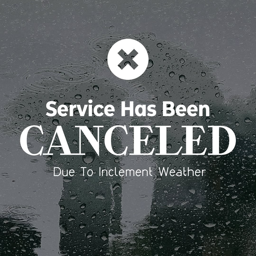 Due to impending weather we will be closing our offices at 2pm. Services will also be canceled this evening.