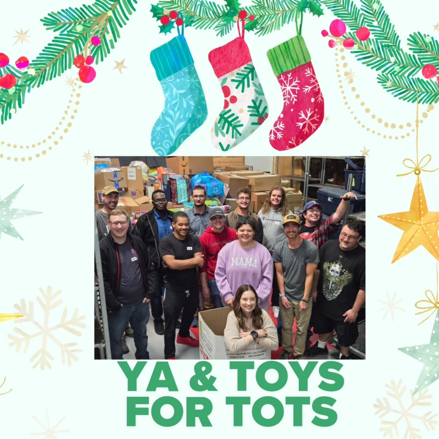 YA helping move toys for sorting.