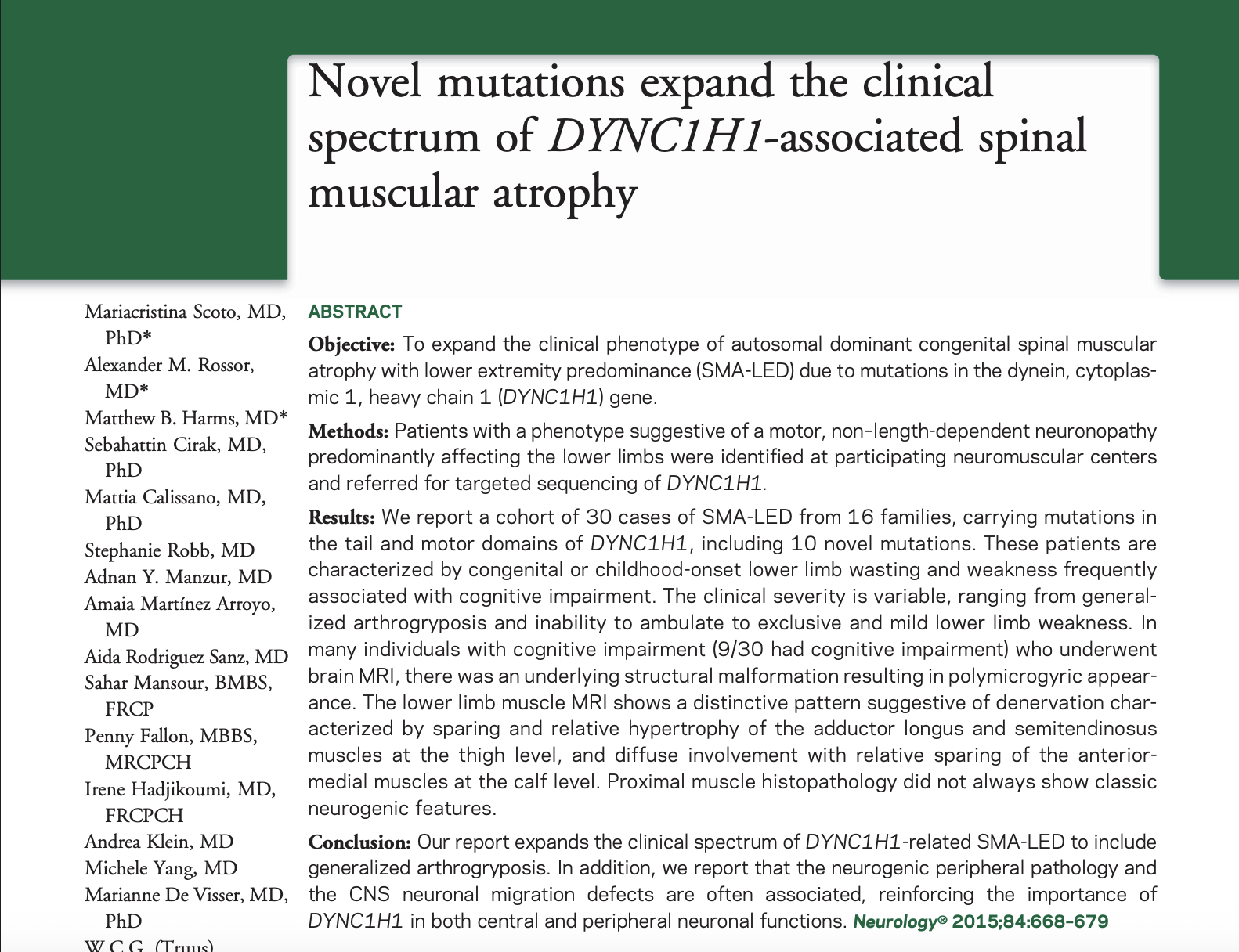Understanding the Literature: Brief Review of Publication focused on SMA in DYNC1H1