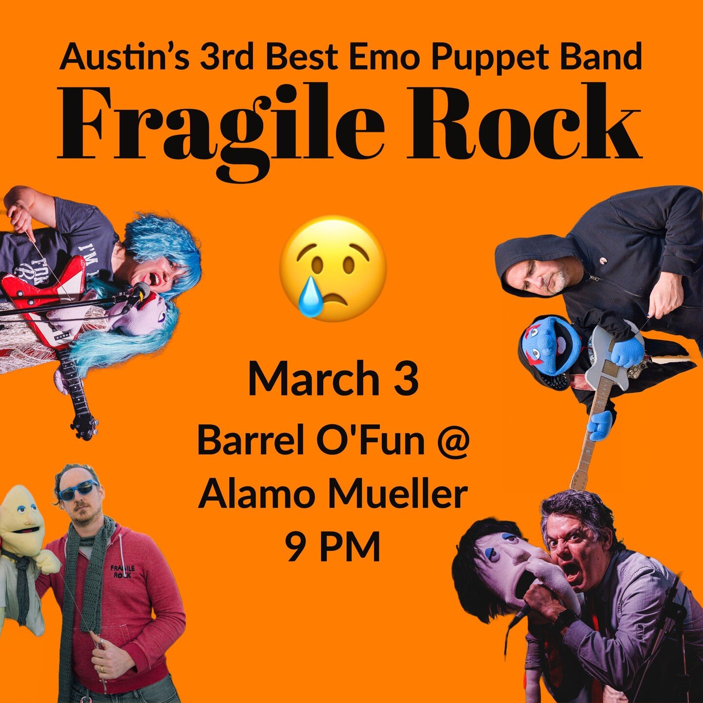 New songs, same sadness. 😢
Our last show before SXSW! 
FREE Friday March 3rd @barrelofun