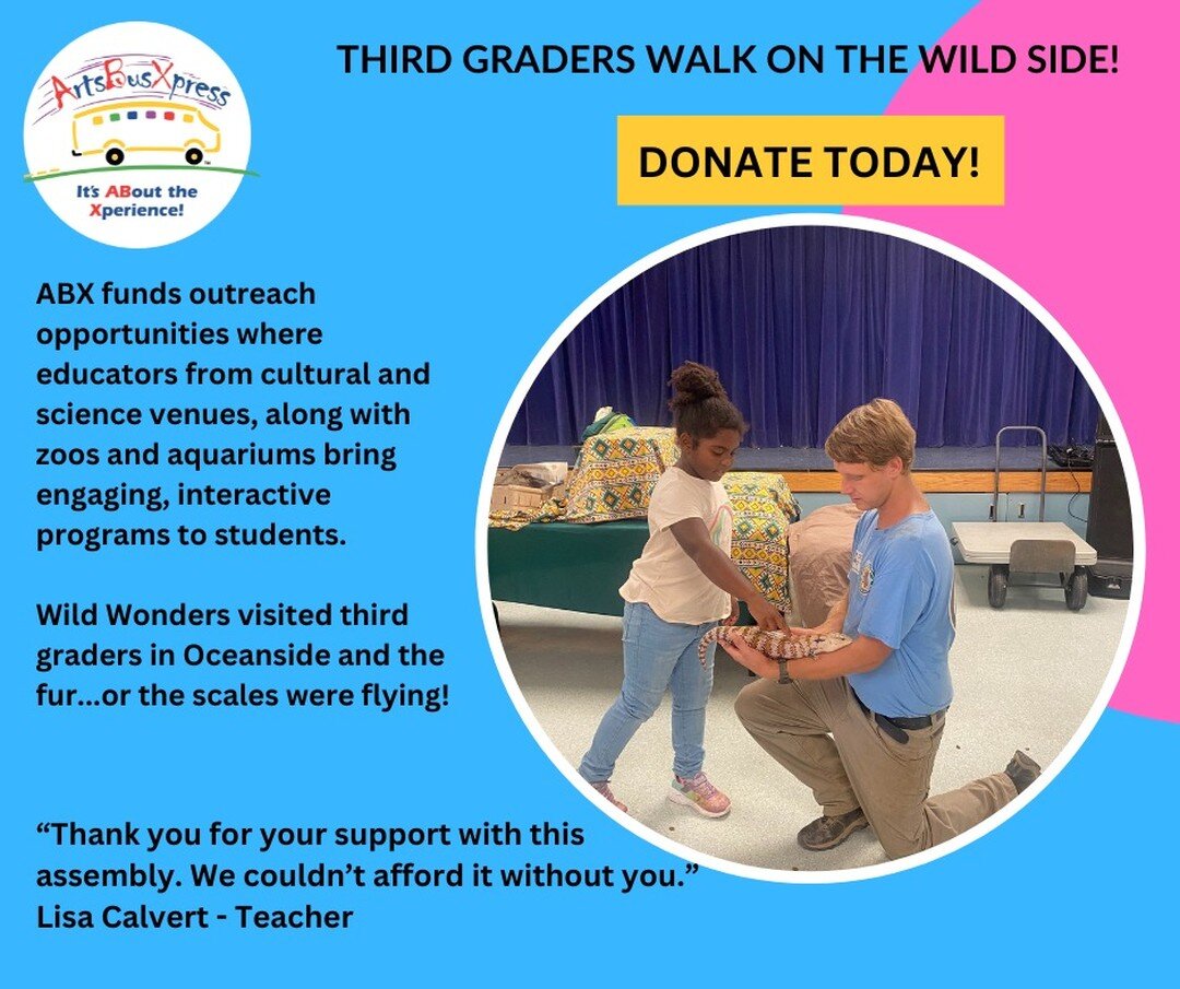 ArtsBusXpress provides funding for outreach opportunities for K-12 students in San Diego County. @wildwonderssd