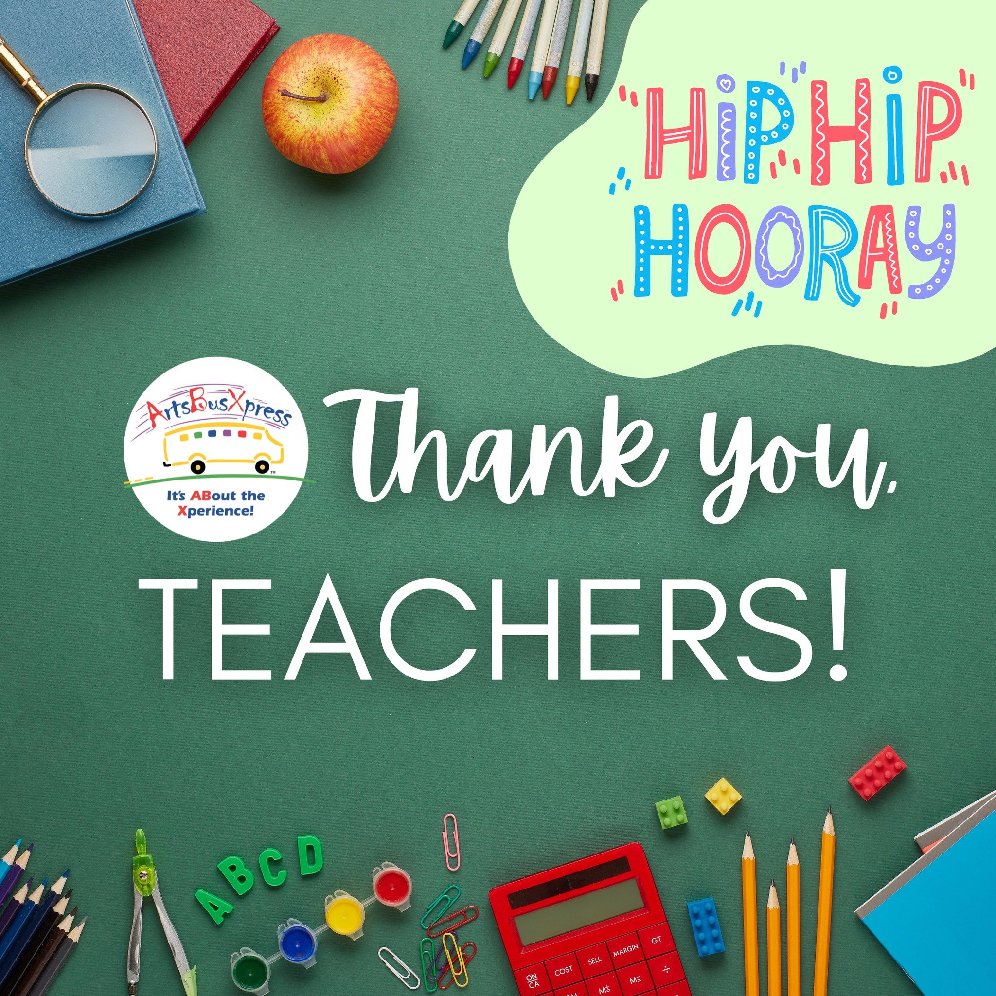 Hip Hip Hooray! 🎉 This week, we celebrate all the wonderful teachers! Leave a comment below and share your favorite story about how a teacher impacted your life 🚌 🍎 ❤️