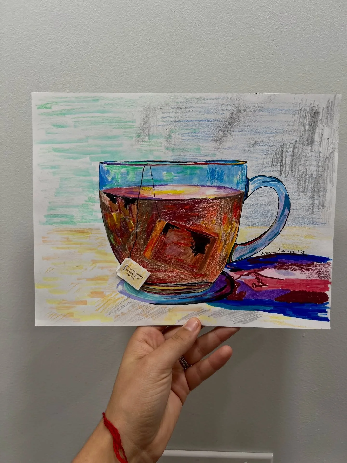 I have saved up at least 100 of the tiny papers that come at the end of the tea bags, so I decided to sketch the tea and add them to the artwork! 

My Tea Told Me: &ldquo;The worst enemy we have is our own fear&rdquo;

#teaart #tea #colorfulart #orig