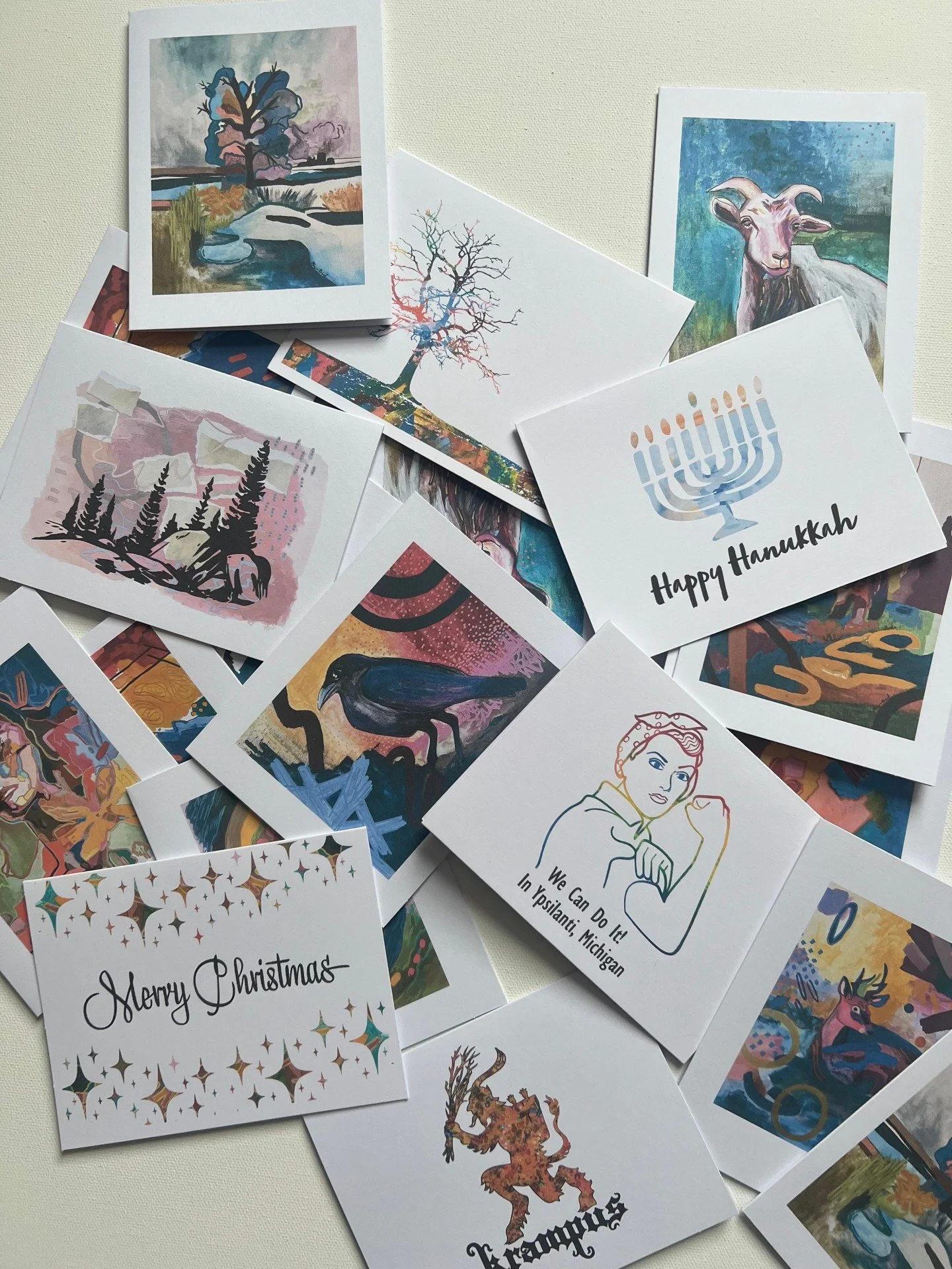 📣 Greeting cards galore! 

I&rsquo;ll be at a couple of events in the next couple of weeks starting tomorrow at Krampus Market at the Ypsilanti Freighthouse! 

Yay! Get your holiday shopping on! 

#greetingcards #artgifts #localart #ypsilantimichiga