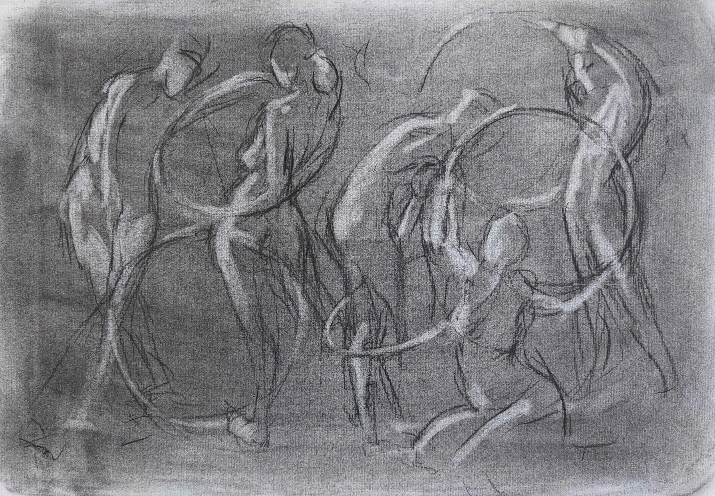 Hoops  18" x 12"  Charcoal 