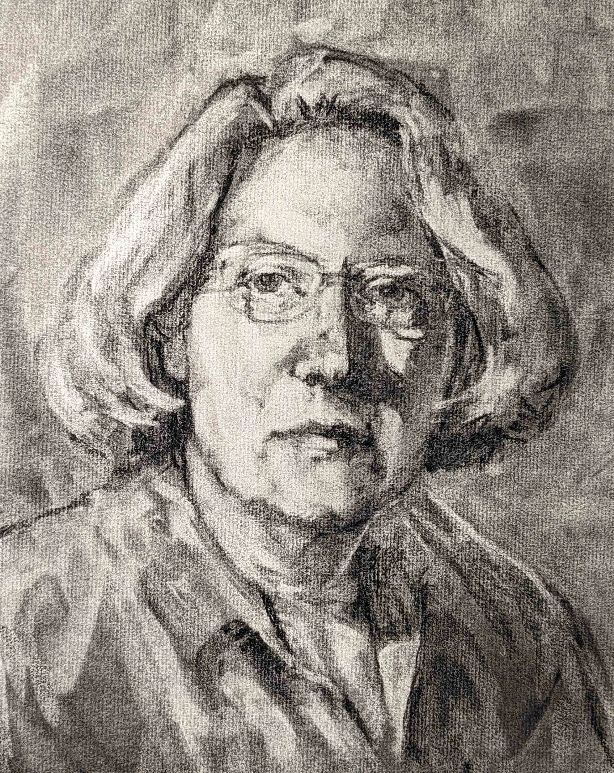 Self Portrait  12" x 16"  Charcoal