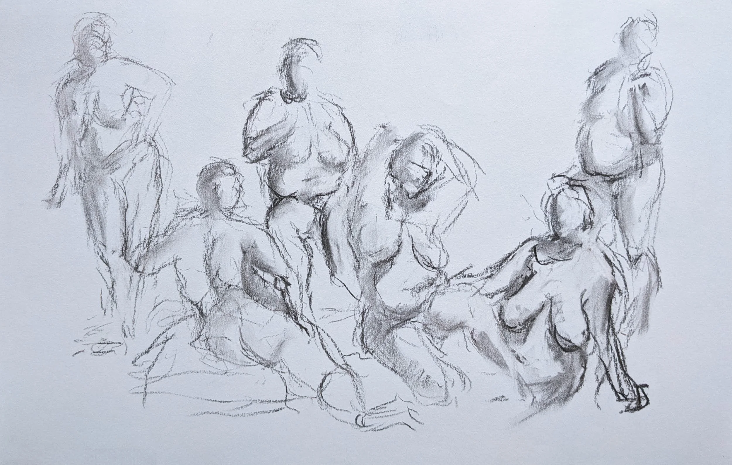 Figures 5/24  18" x 12"  Charcoal