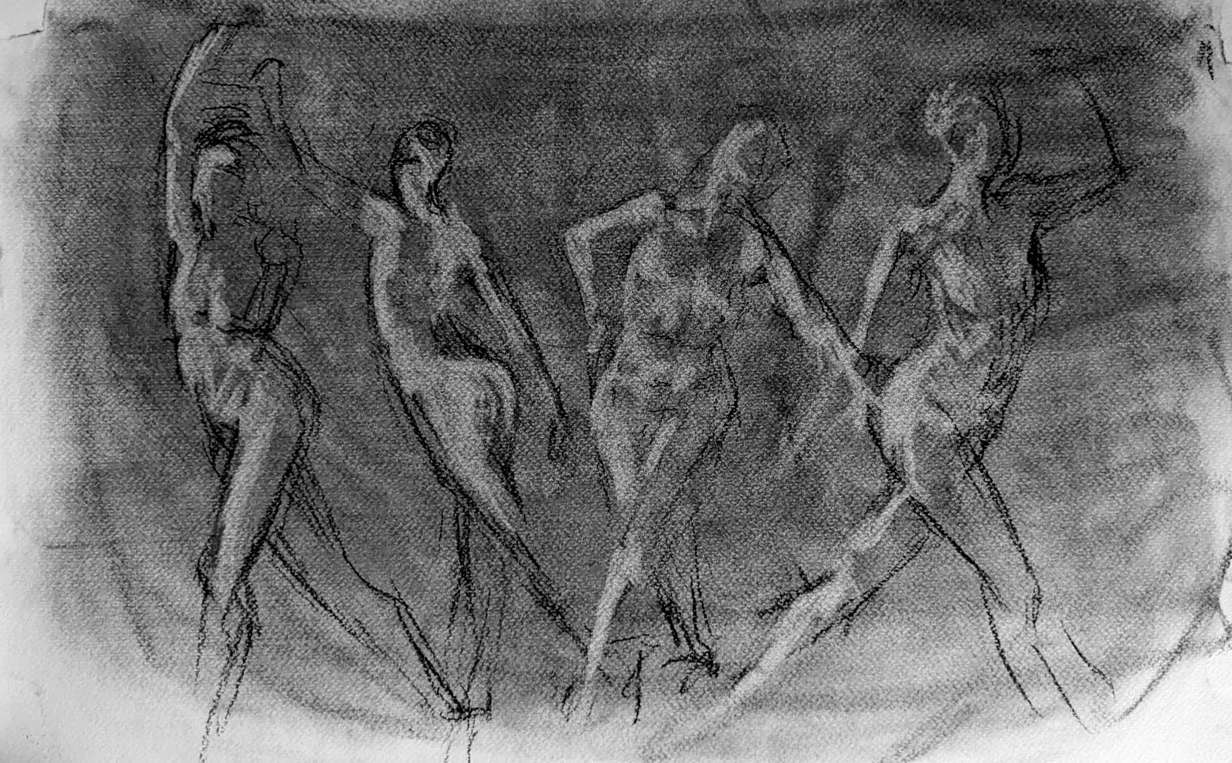 Gesture Dance  14" x 11"  Charcoal
