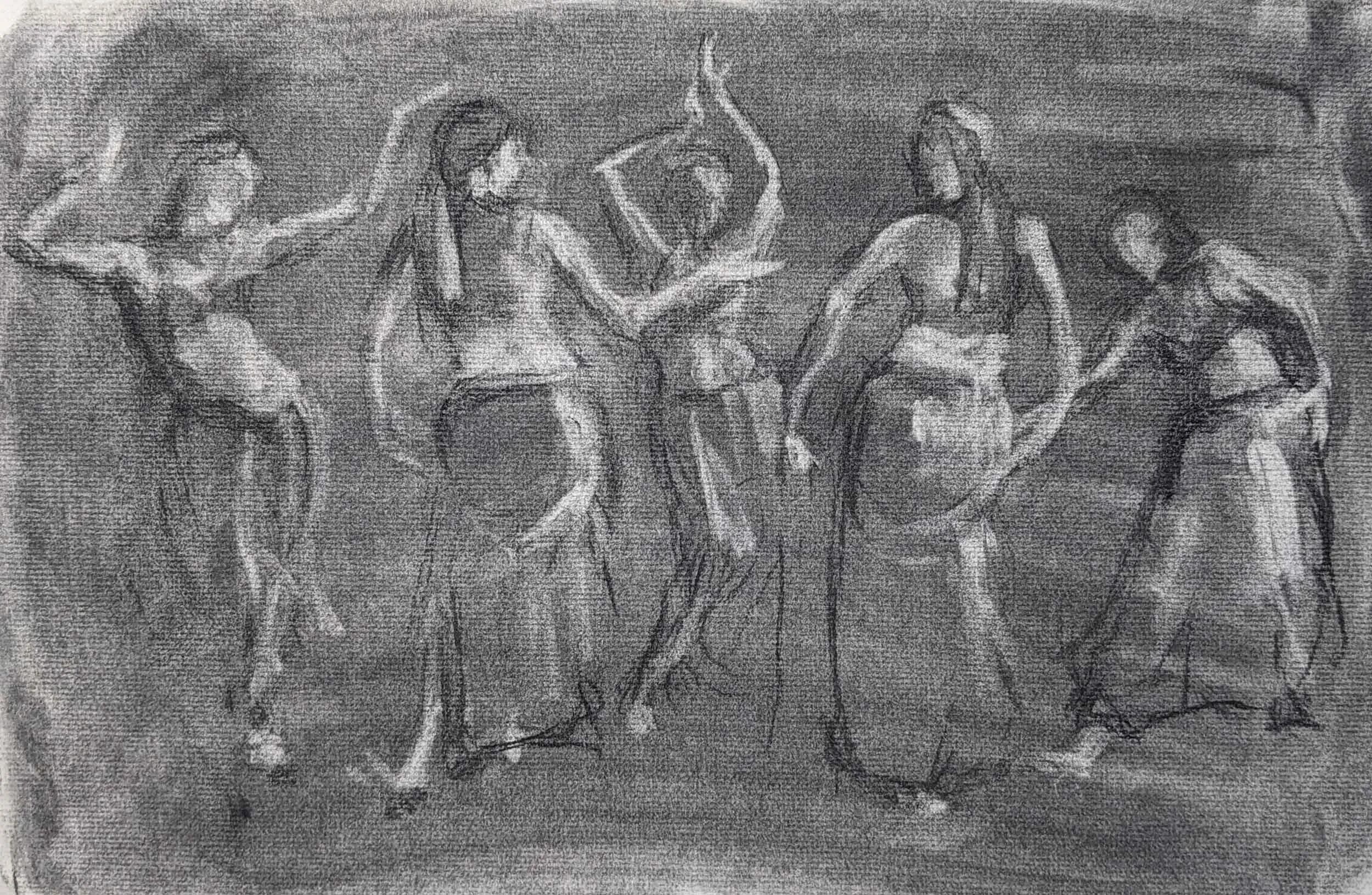 Dancing Figures  18" x 12"  Charcoal