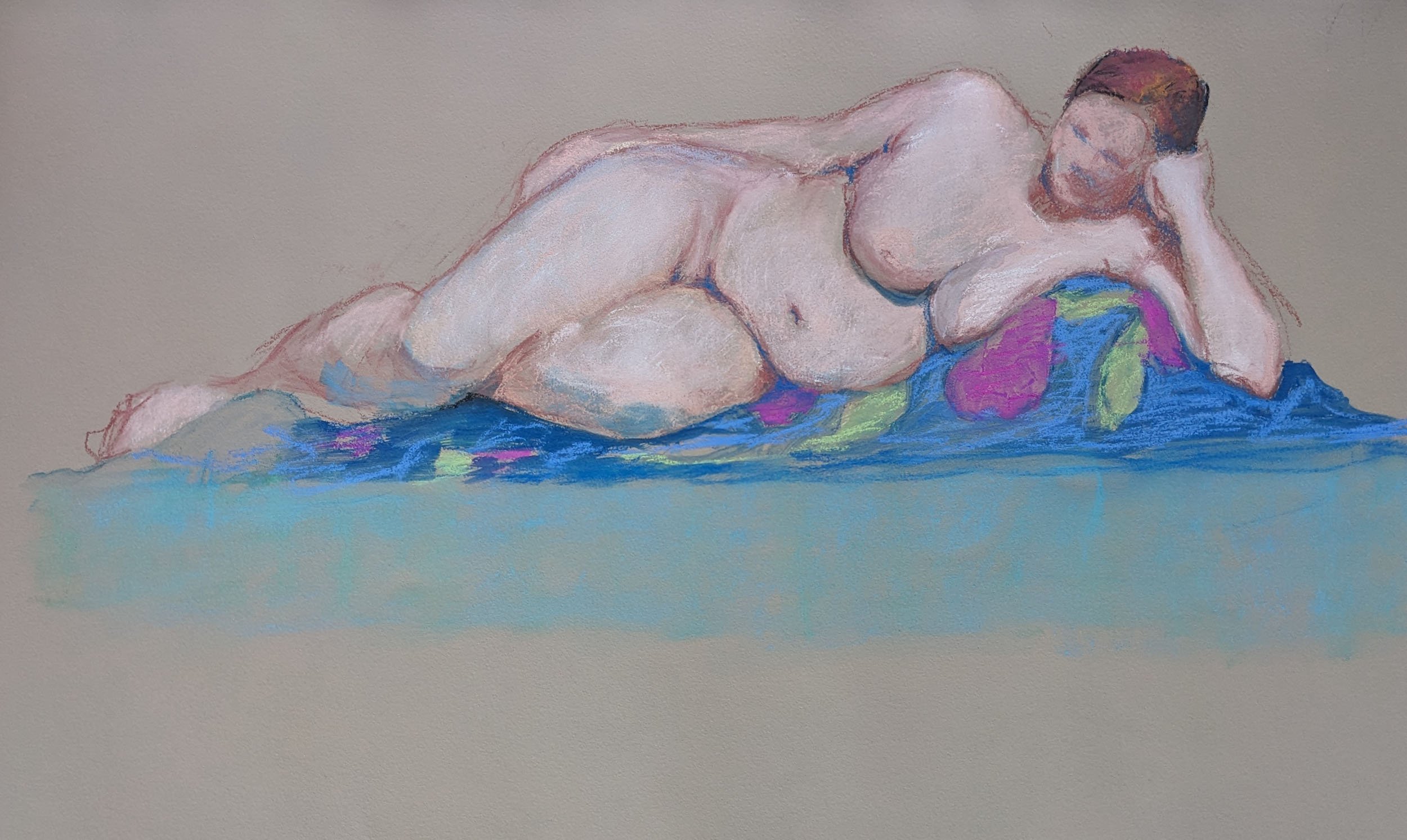 Reclining Figure  18" x 13"  Pastel and wash