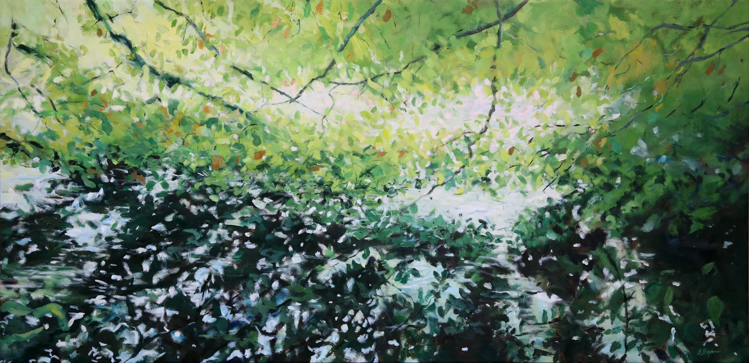 Gathering  
Oil on linen 
34 x 70", 2026 
(available)