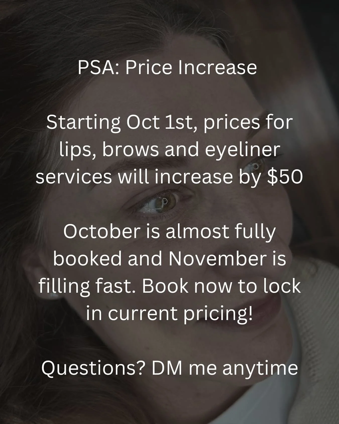 ✨ Important Update ✨
Starting October 1st, my initial service prices will be increasing by $50. Touch up prices will remain the same. 
If you’ve been thinking about booking, now’s the perfect time to lock in your appointment at current r