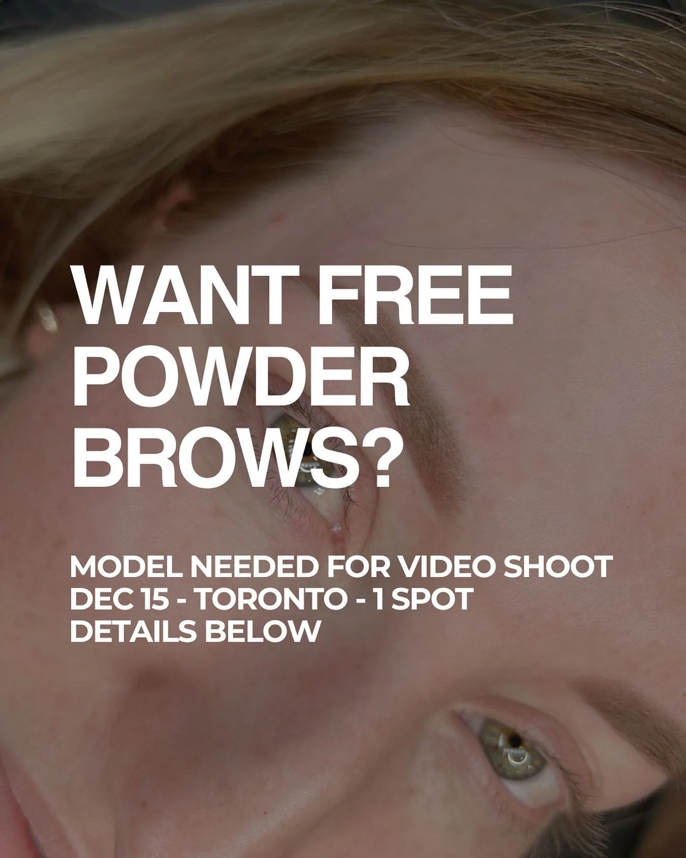 📣 MODEL CALL &mdash; FREE POWDER BROWS

I am looking for one model for a Powder Brows video shoot at Bloom Beauty Studio!
Must not have previous work. 

👉 If you're interested, please send me a message. 
Know someone perfect for this? Tag them in t