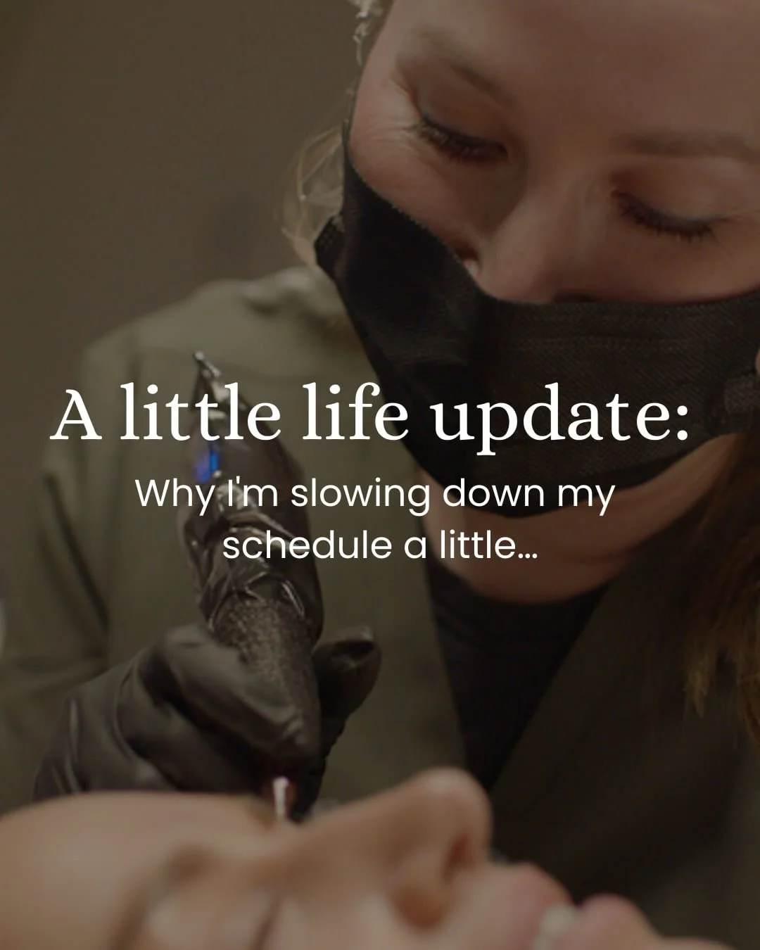 Sometimes our bodies remind us to slow down.

Working in permanent makeup means hours of very precise, repetitive movement. Recently, my arm has been dealing with some inflammation from overuse, so I am taking a short recovery break this week to allo