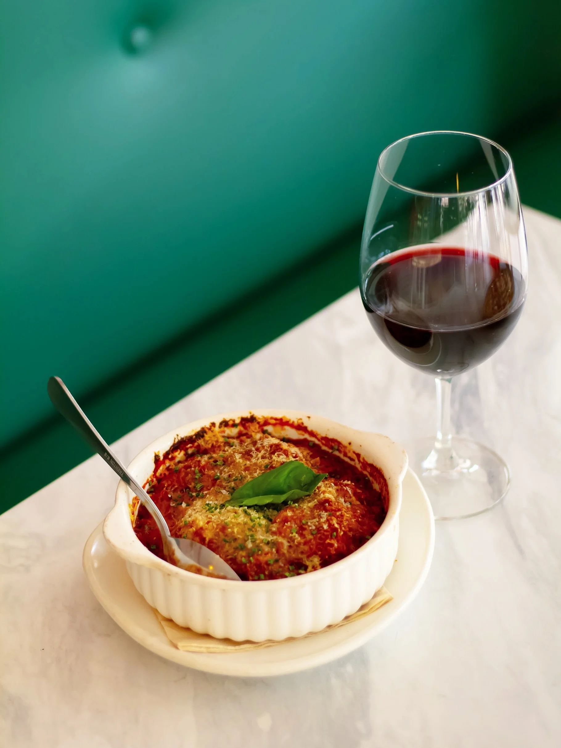 Cold days call for simple pleasures.

A plate of our homemade meatballs, slow-cooked in rich tomato sauce, paired with a glass of Chianti. 

The kind of lunch that warms you from the inside out.

Whether you&rsquo;re escaping the office for an hour o