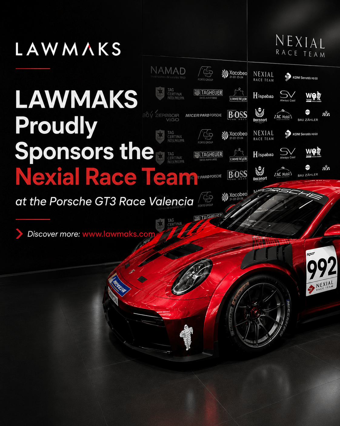 LAWMAKS Proudly Sponsors the Nexial Race Team at the Porsche GT3 Race Valencia