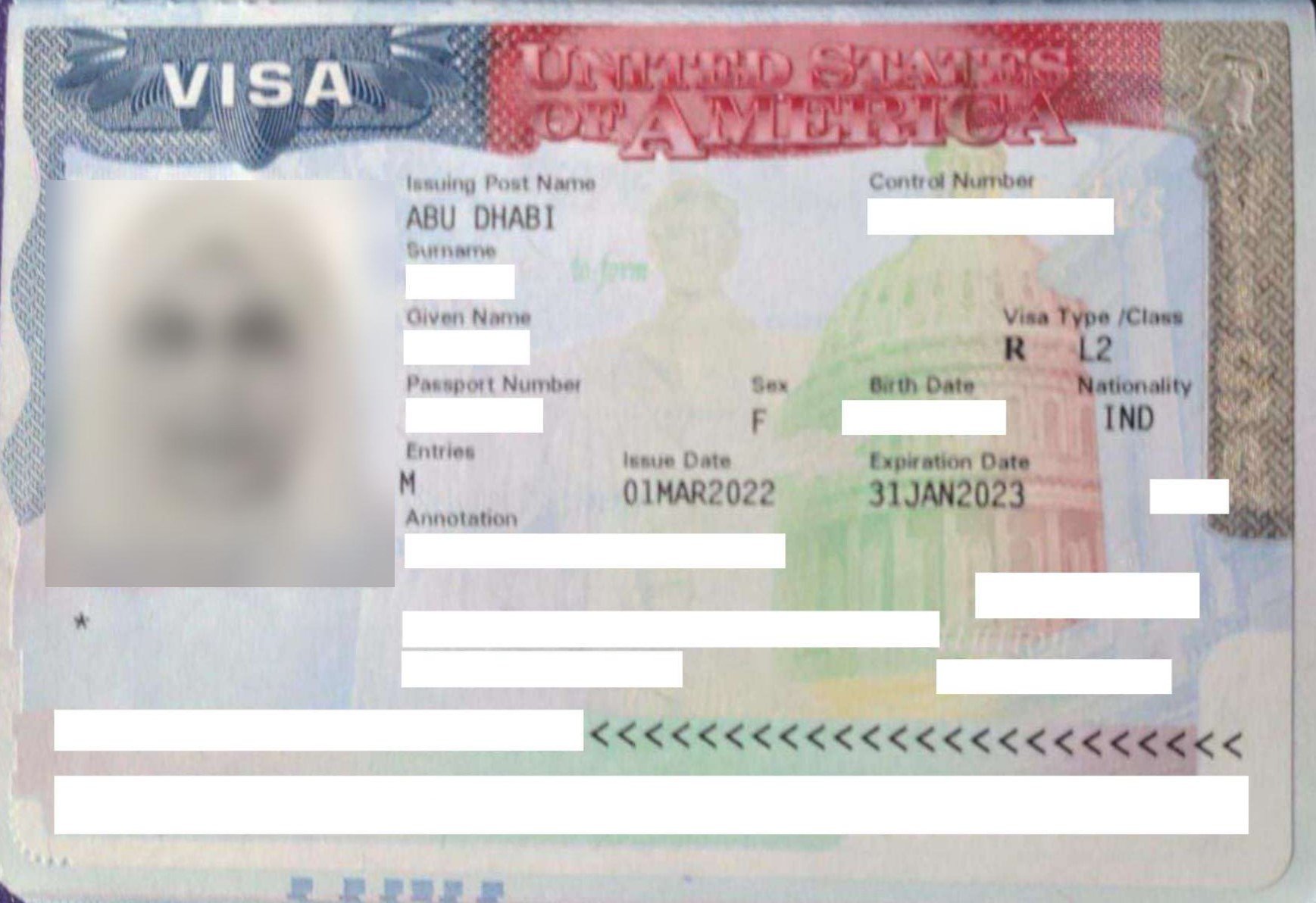 Visa issued for spouse of the l-1 visa applicant