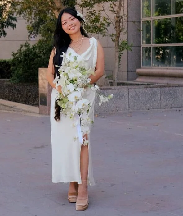 A dreamy cascading bouquet &mdash; draping orchids and silk details for the stunning Queen Kana 
 #FloralEditorial #ModernBride #LuxuryFlorals #WeddingStyle #BridalEditorial #FloralArt #LosAngelesFlorist #MinimalistBride #ChicFlorals #BridalInspo #la