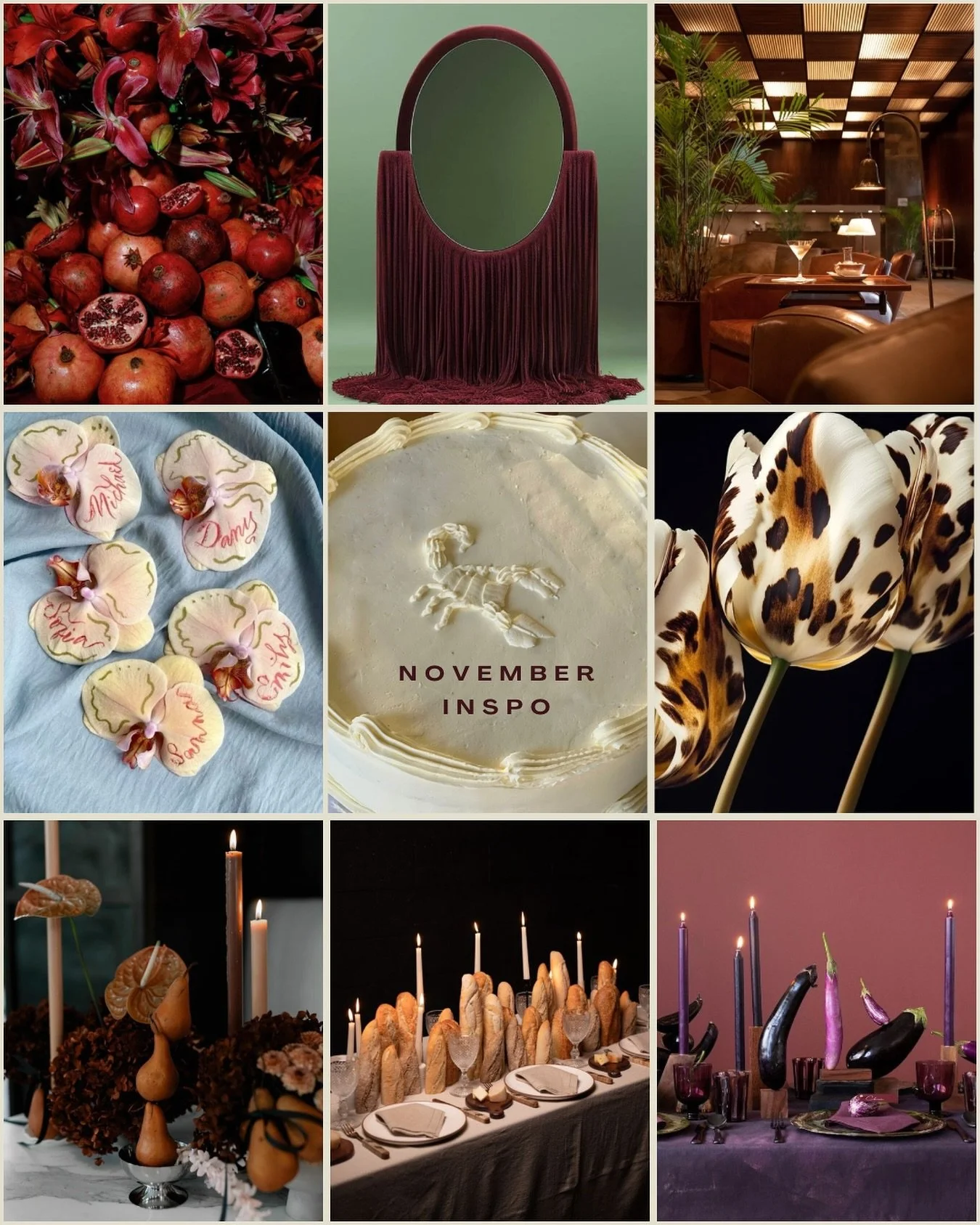 Scorpio Szn is upon us and these moody tones are inspiring our designs this month and always 

*we do not own these images, these images are shared for inspiration only. 

#editorialflorist #scorpioseason #elevatedstyle #luxuryplanner #eventplannerlo