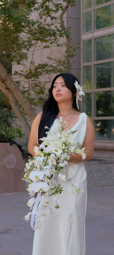 Editorial orchid wedding bridal bouquet & styling los angeles