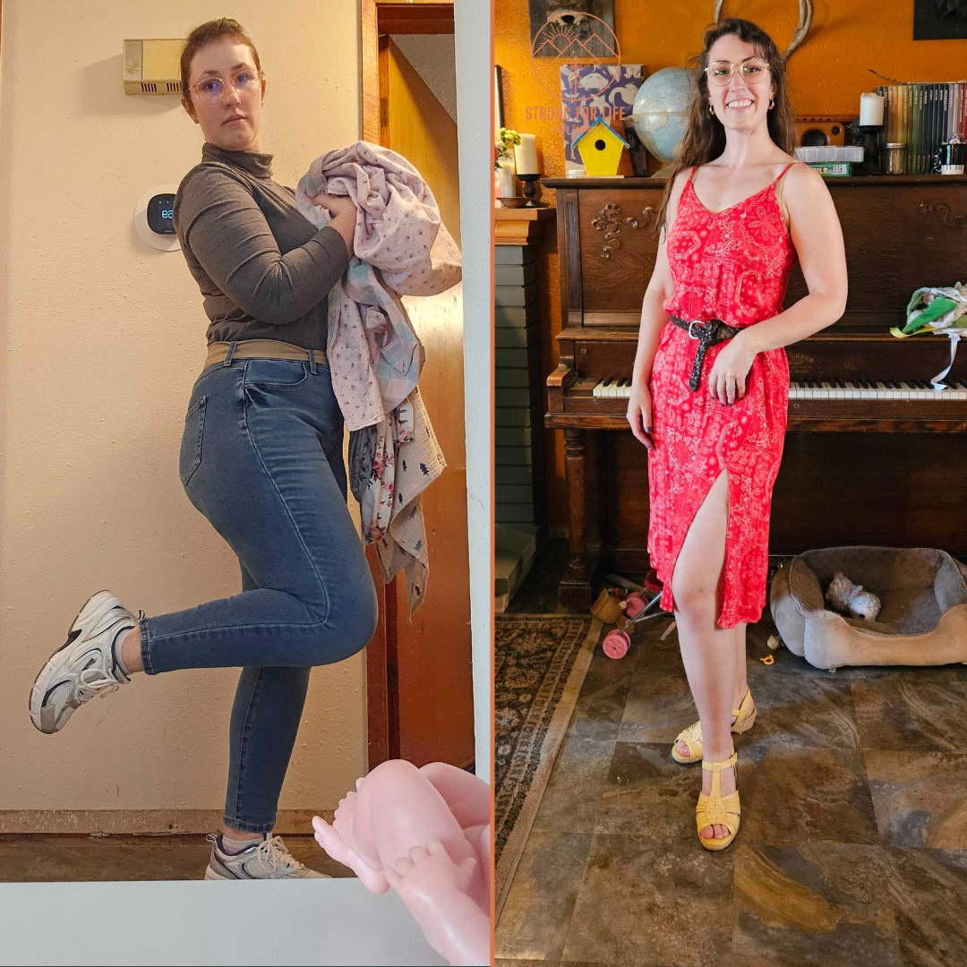 side by side comparison of a mother of five who became strong for life