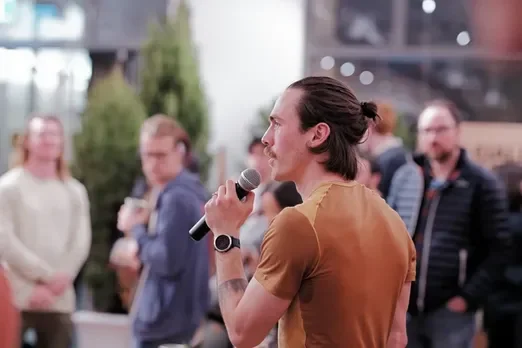 Coach Josh Wood Presenting and MCing at the Fjallraven Sydney launch event