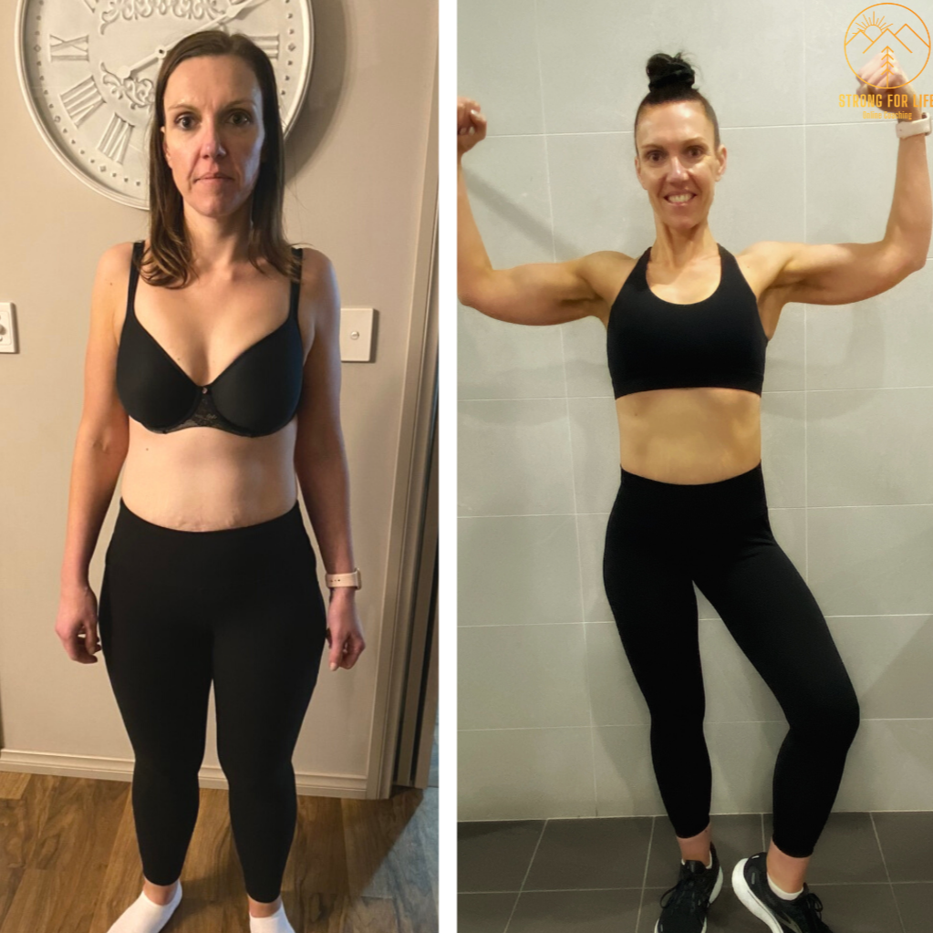 Abby, mother of 2, before and after showing what smart eating and a little work in the gym can do to turn you from flab to fab!