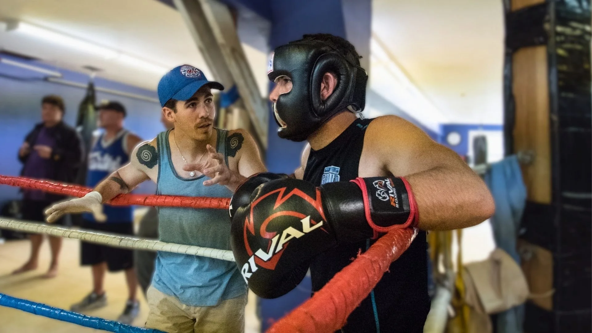 Coach Josh cornering for one of his kickboxing athletes.