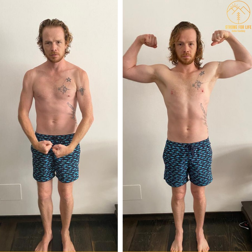 Before and after photos of MJ, a father of 2, who went from being built like 'wet spaghetti' to buff!