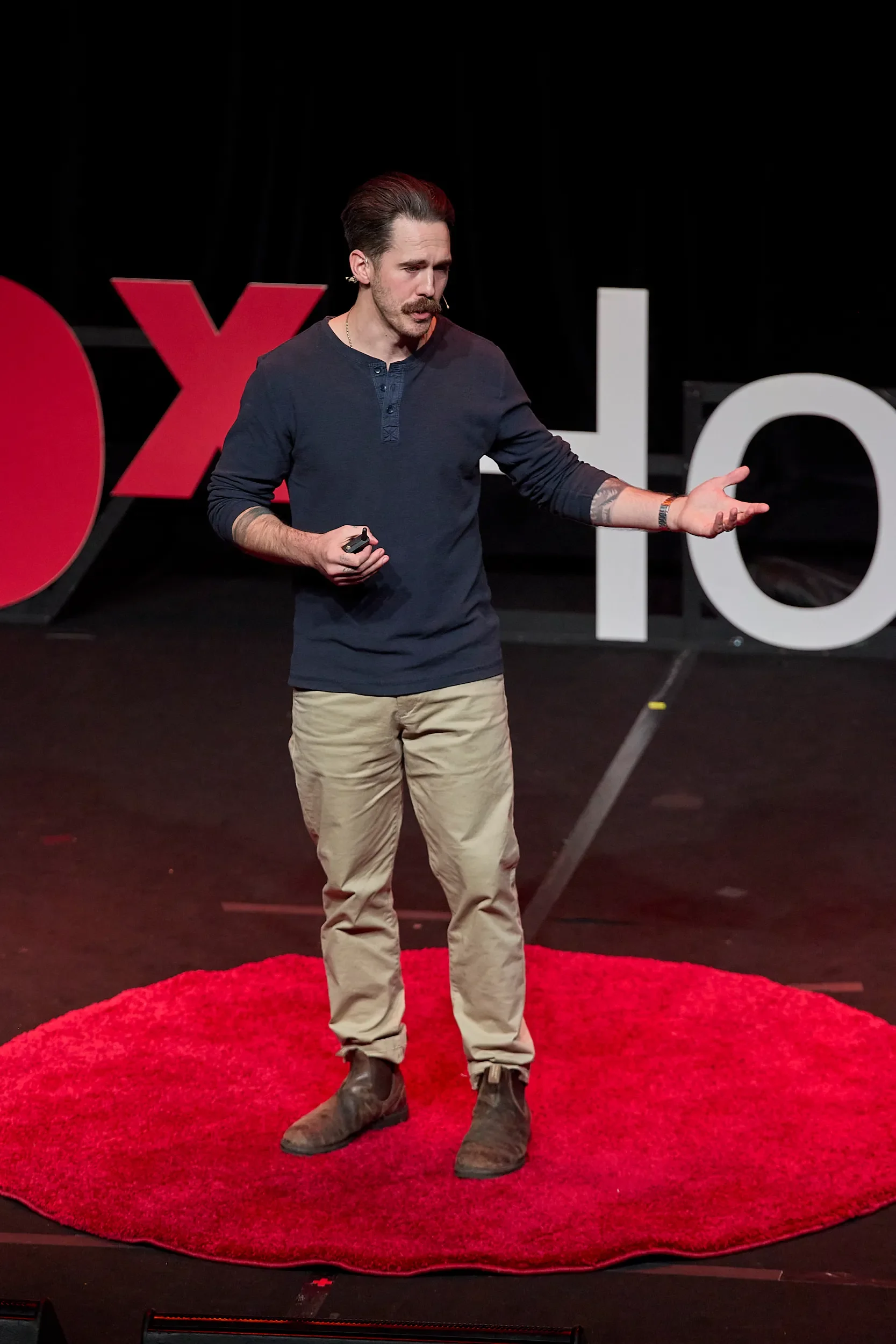 Coach Josh Wood presenting his talk Six Habits to Eat Like an Adult at TEDx Hobart