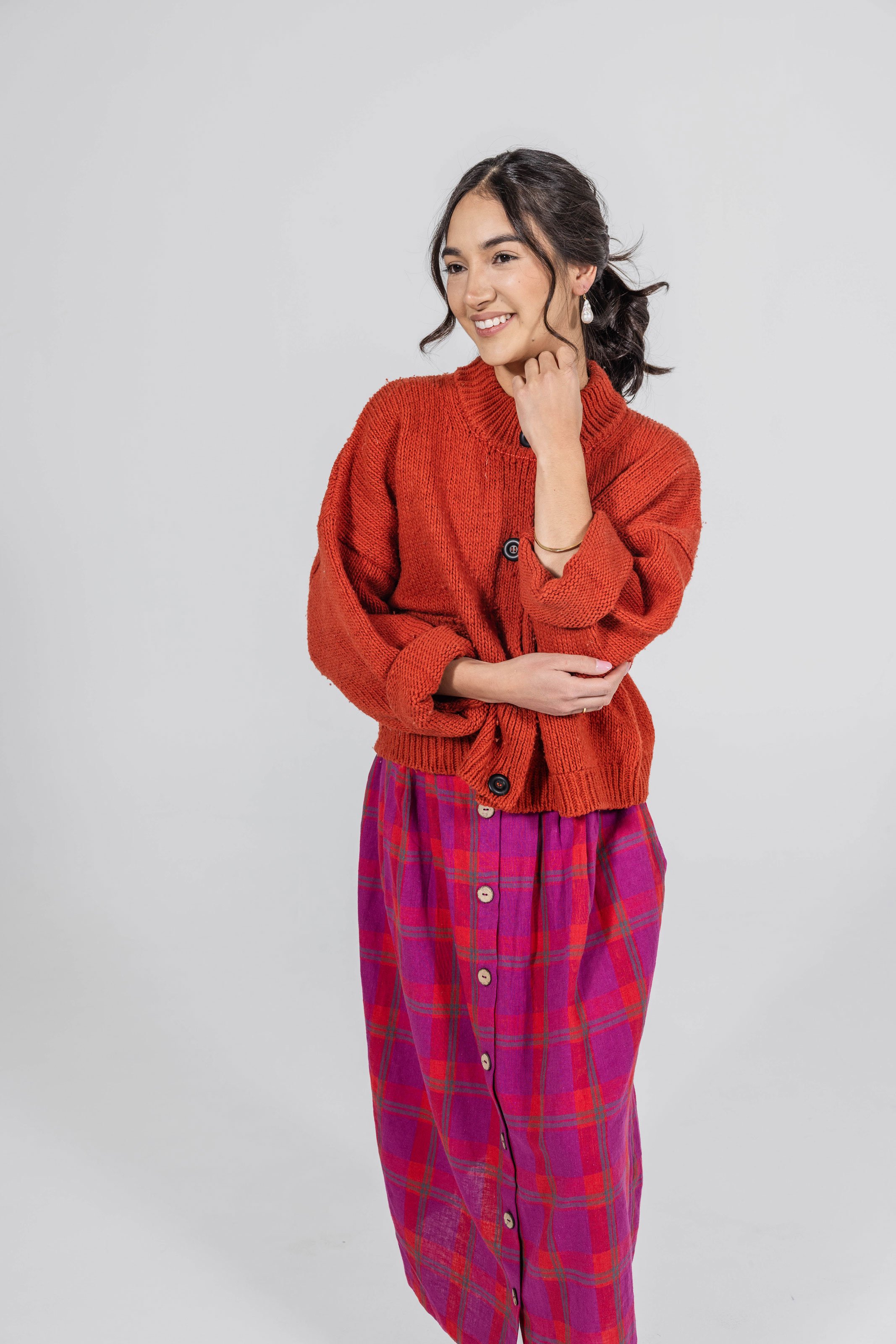 Foxlilie-womens-thomas-skirt-magenta-plaid-lifestyle-front-closeup.jpg