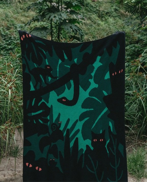 Jungle Recycled Cotton Blanket - Green