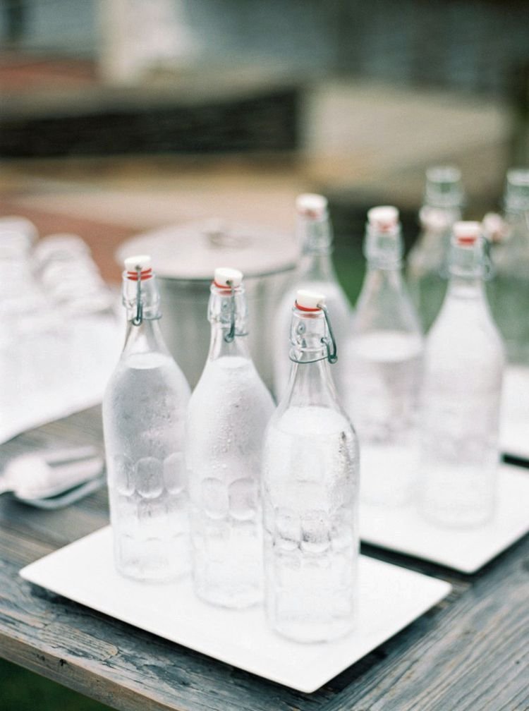 glass water bottles wedding